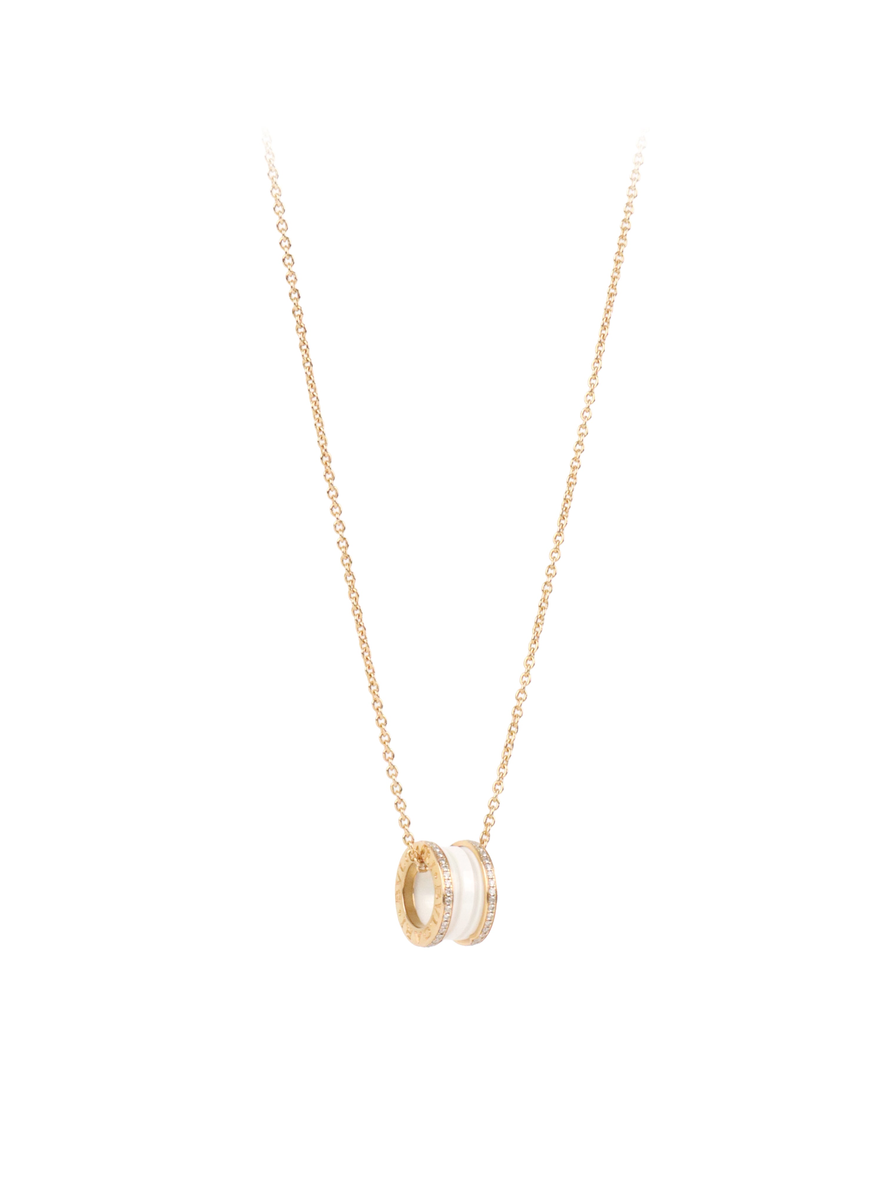 Bvlgari Rose Gold Diamonds White Ceramic B.Zero1 Necklace