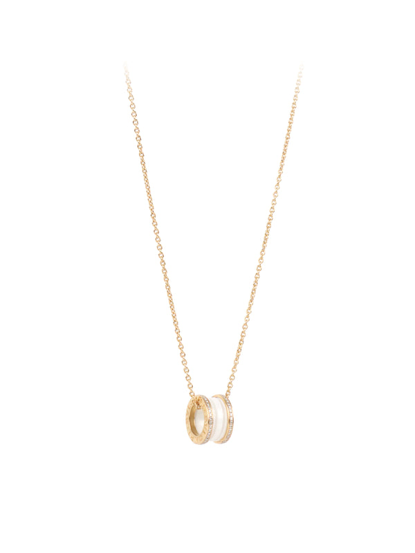 Bvlgari Rose Gold Diamonds White Ceramic B.Zero1 Necklace