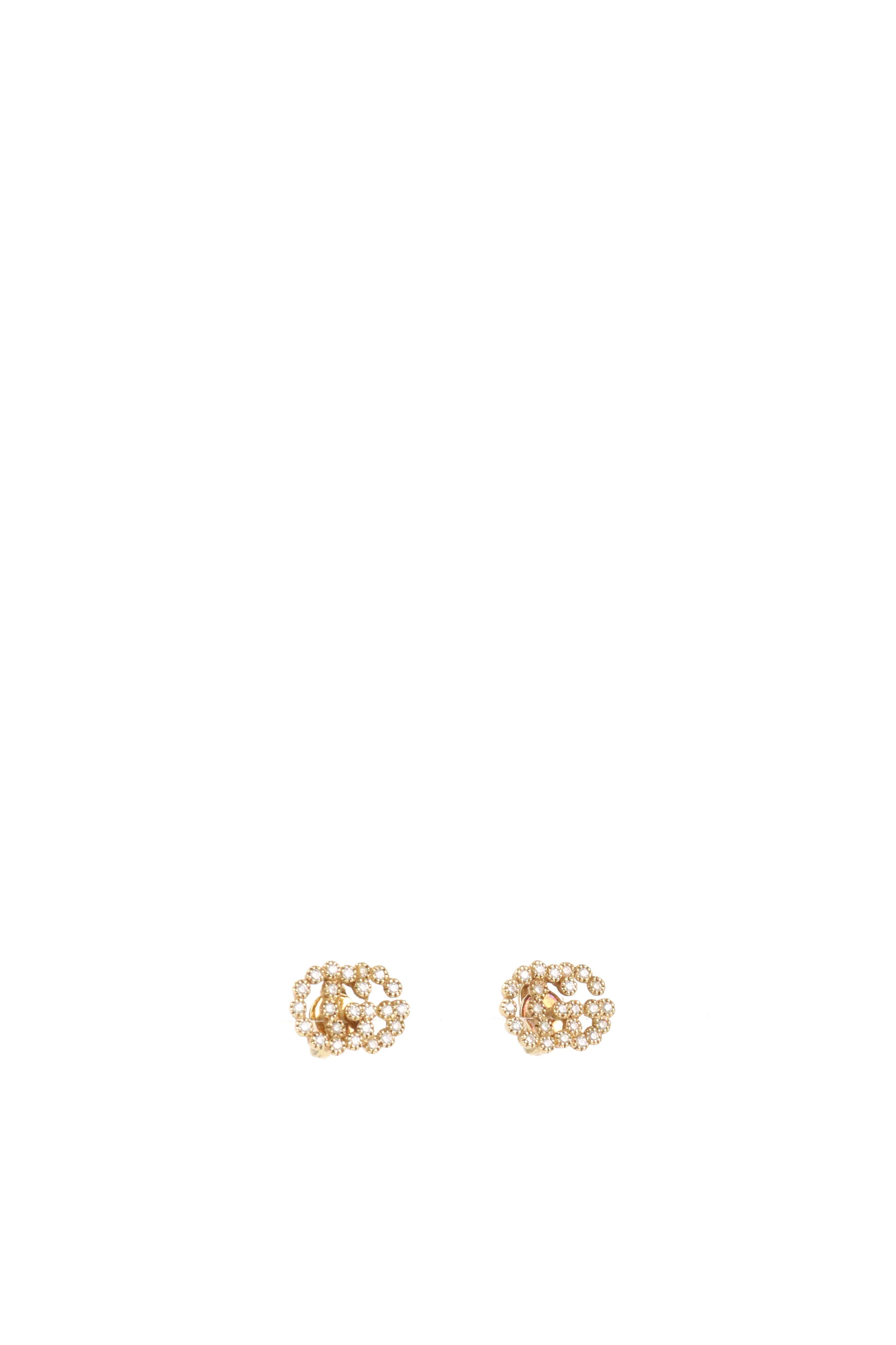 Gucci Yellow Gold and Diamonds Interlocking GG Studs Earring