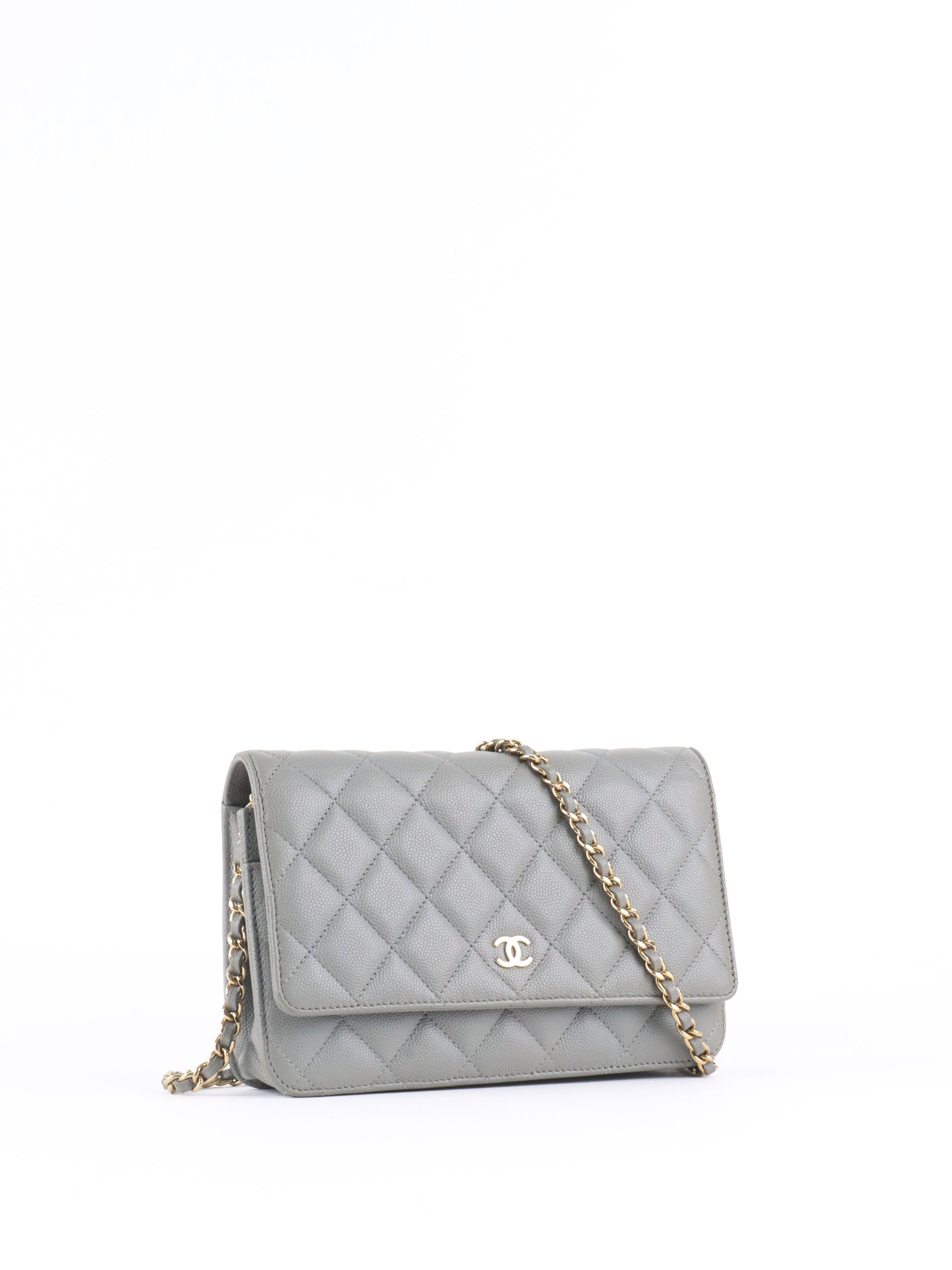 Chanel Grey Caviar Wallet on Chain LGHW