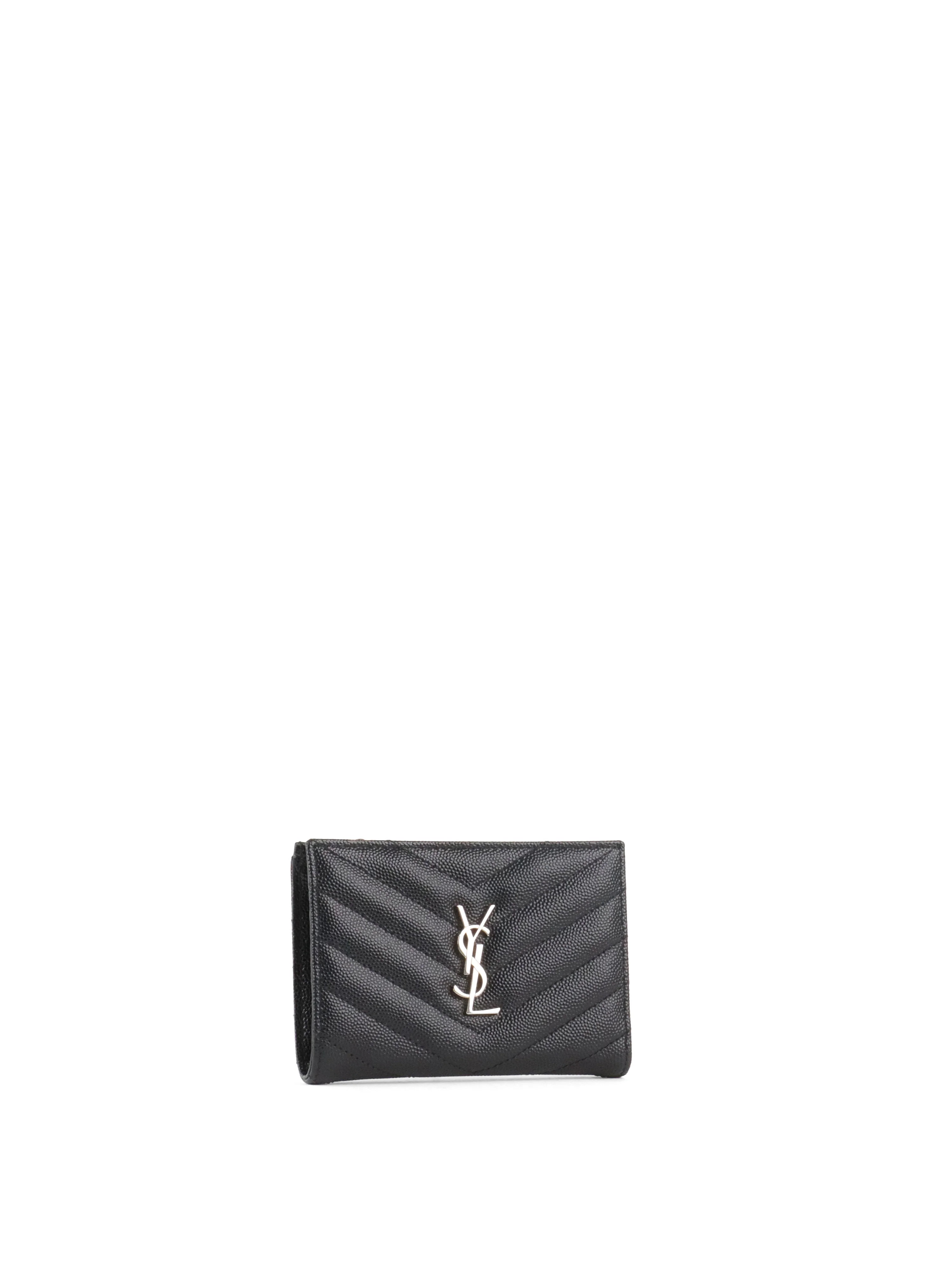 Saint Laurent Zipped Black Leather Wallet SHW