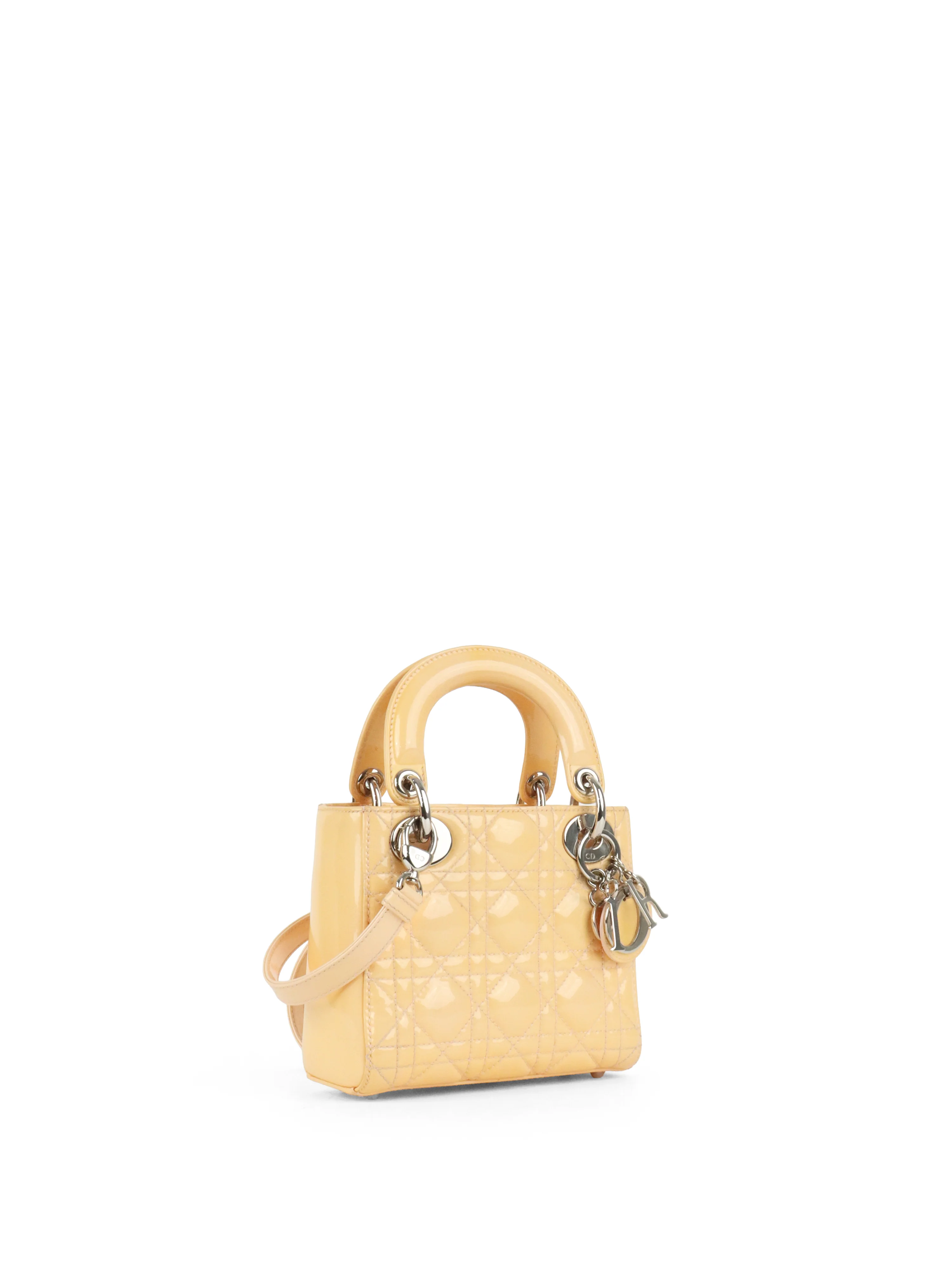 Dior Patent Beige Mini Lady Dior Bag SHW