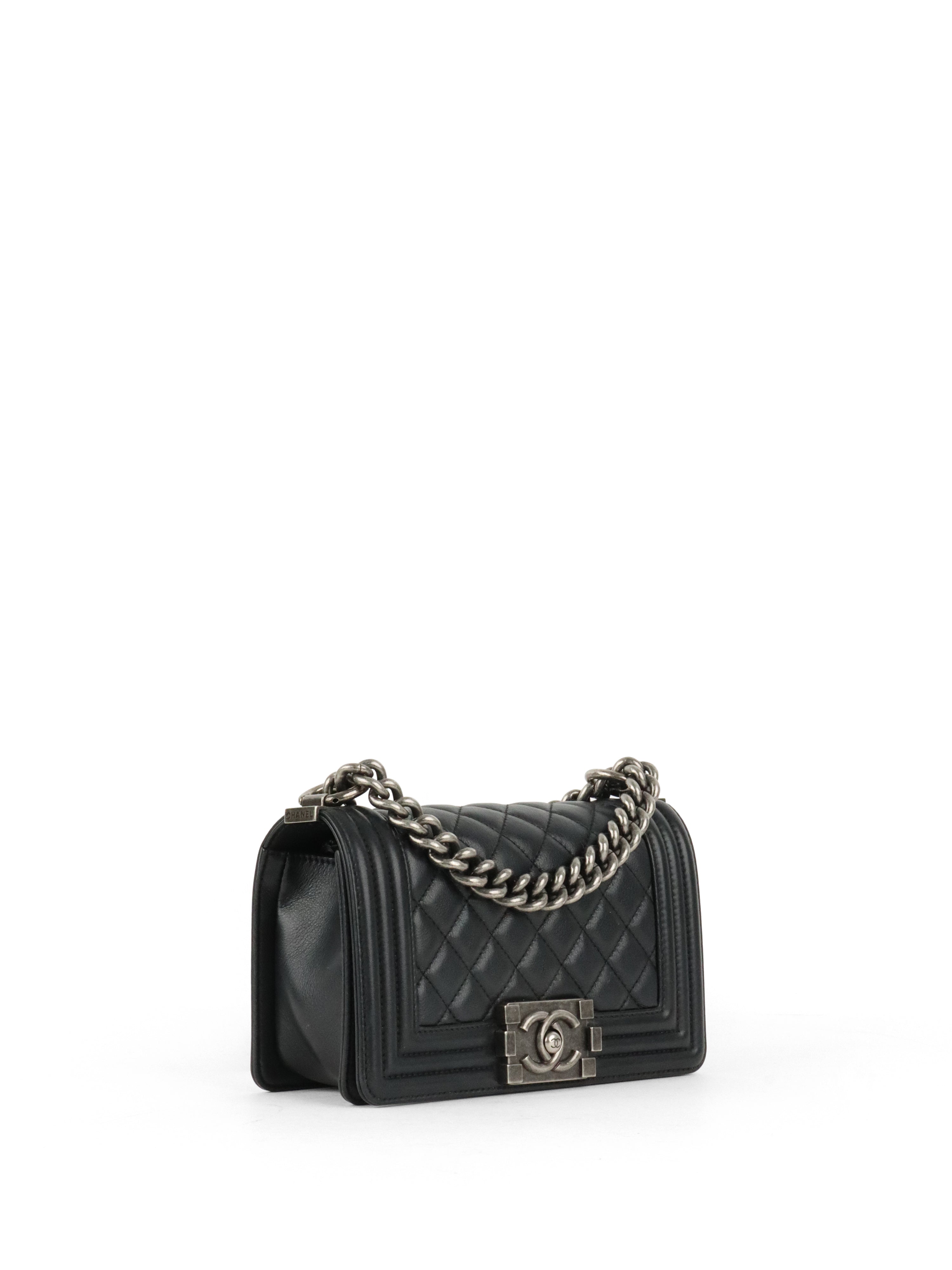 Chanel Black Caviar Boy Wallet On Chain GHW