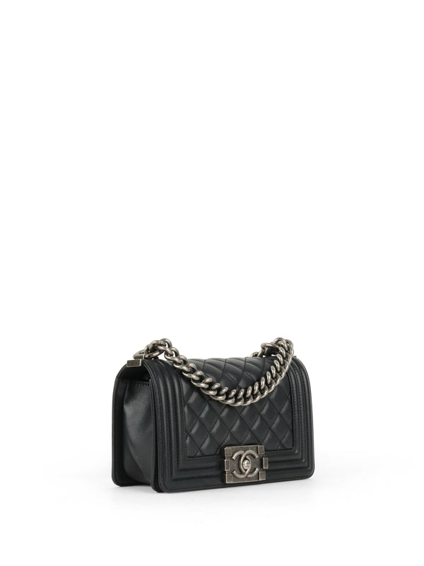 Chanel Black Caviar Boy Wallet On Chain GHW