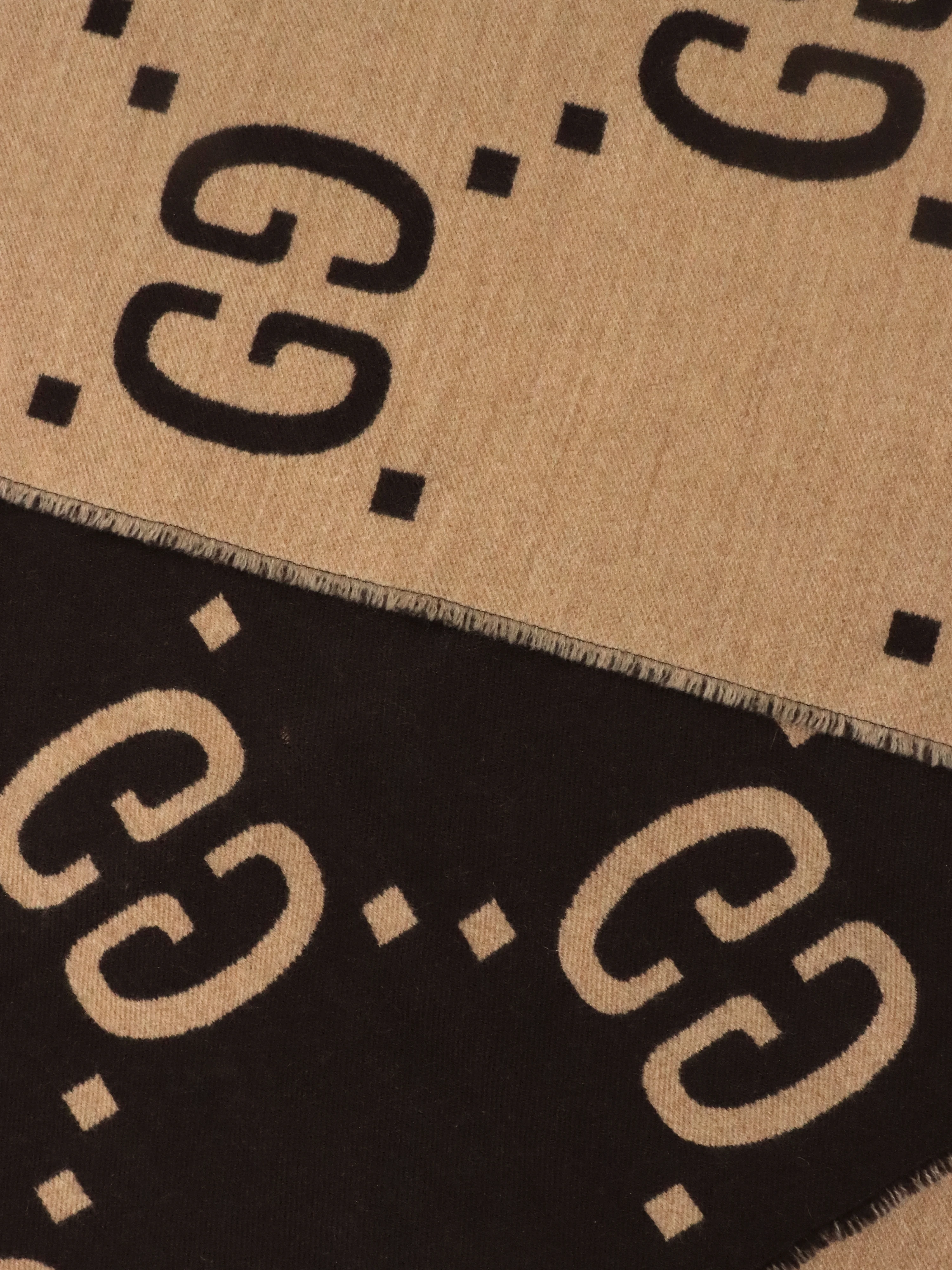 Gucci Brown Wool GG Jacquard Scarf