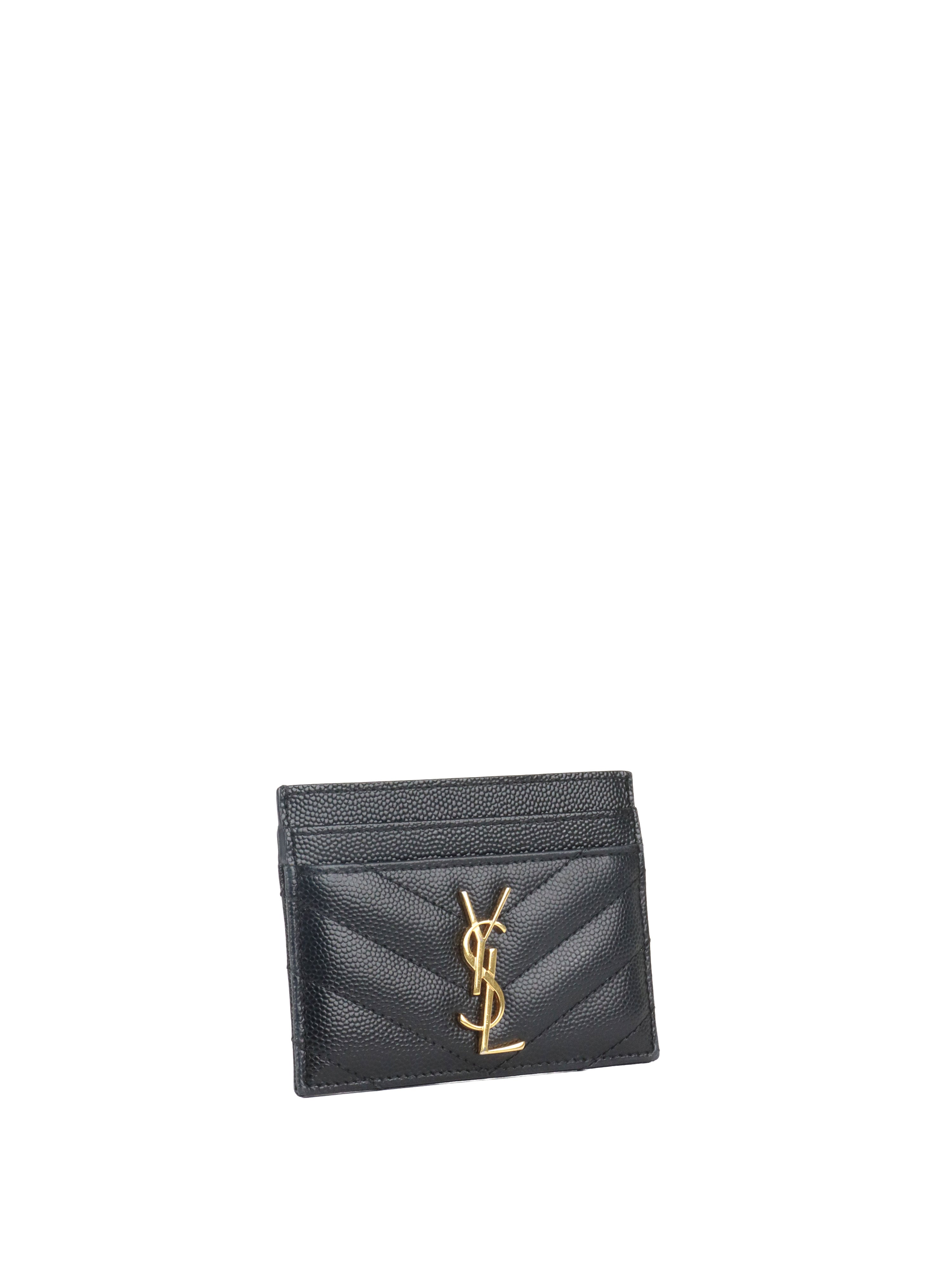 Saint Laurent Black Cassandre Matelasse Card Holder
