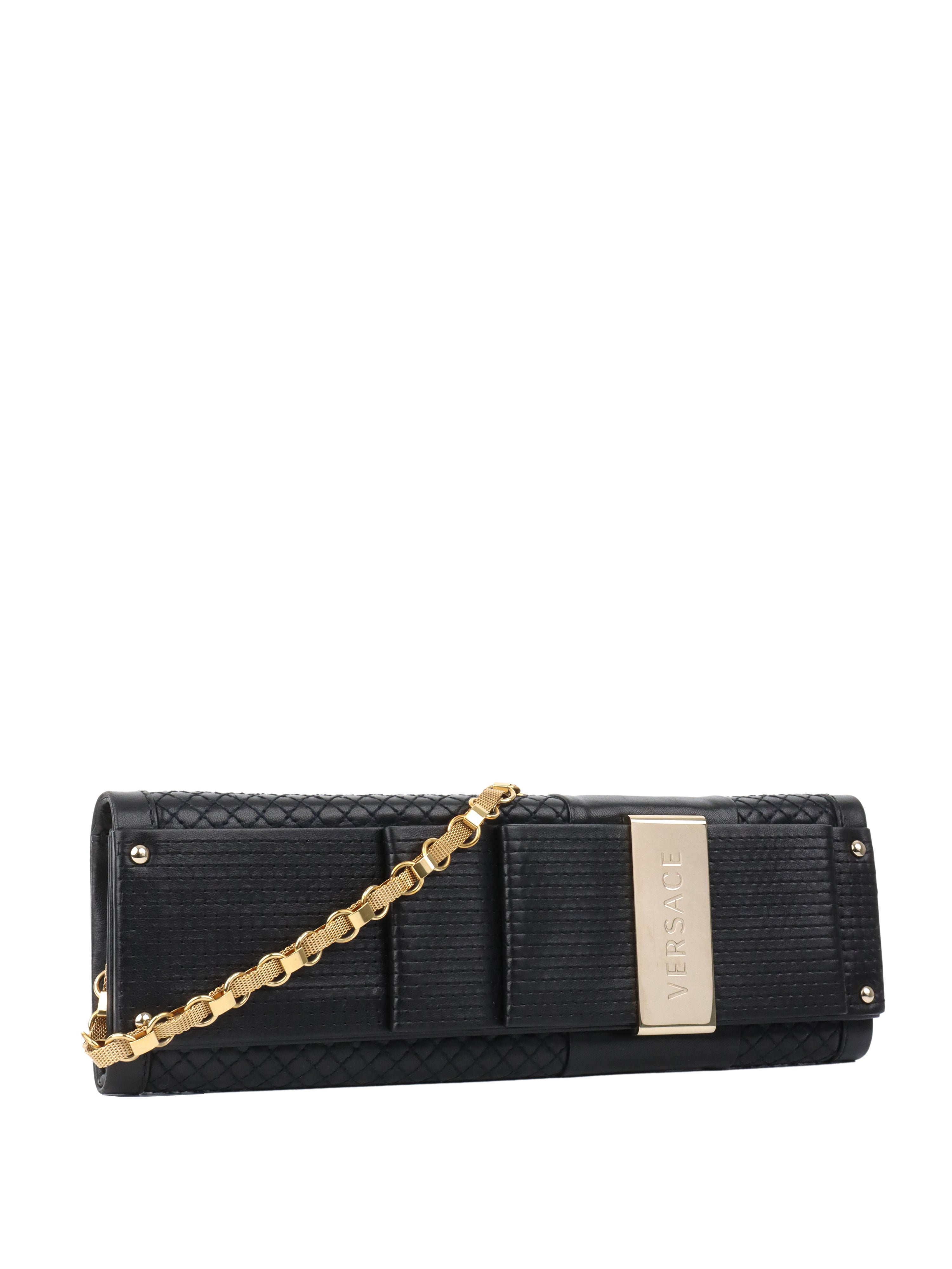 Versace Black Long Thin Clutch.