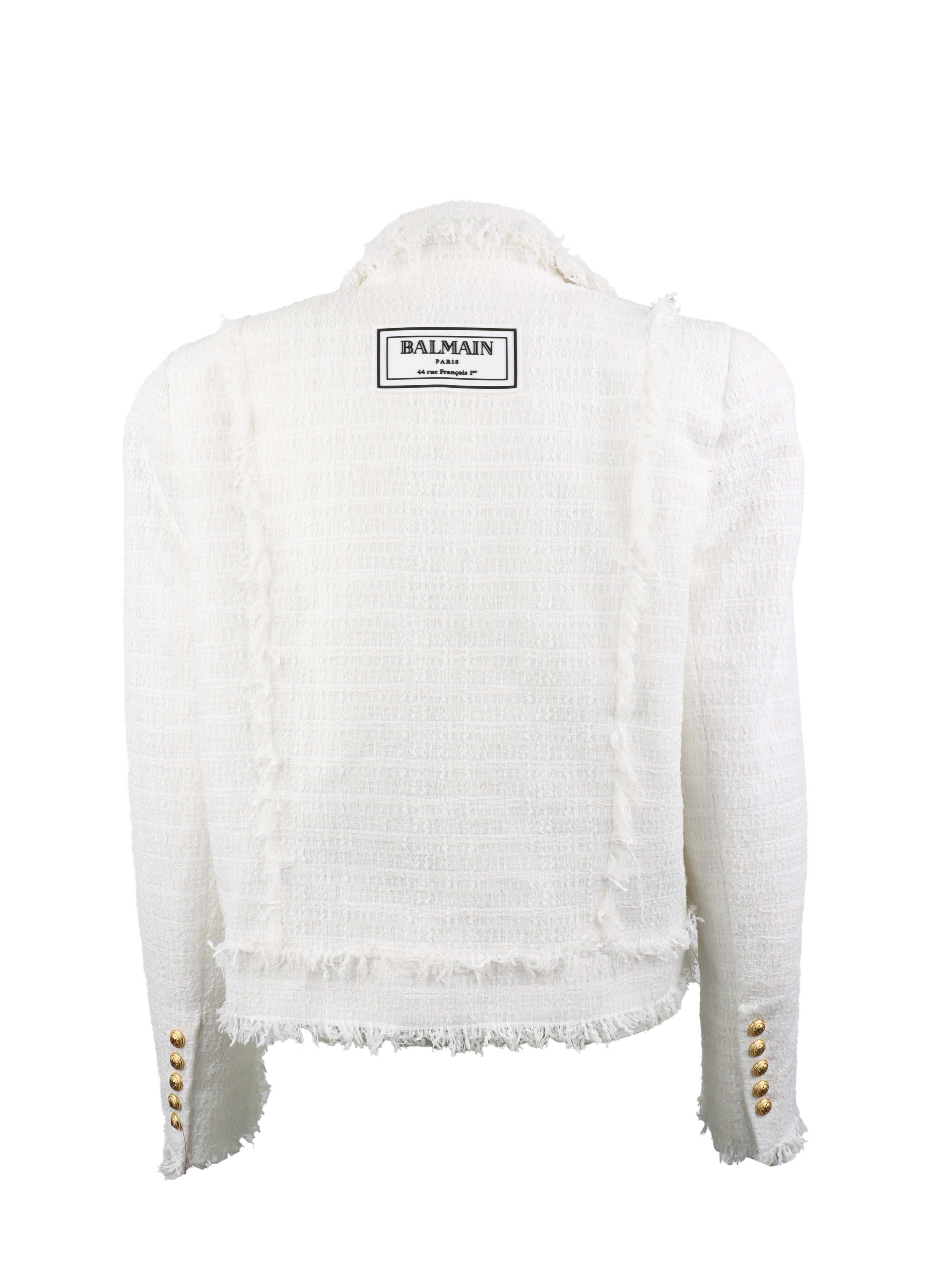 Balmain White Cropped Blazer.