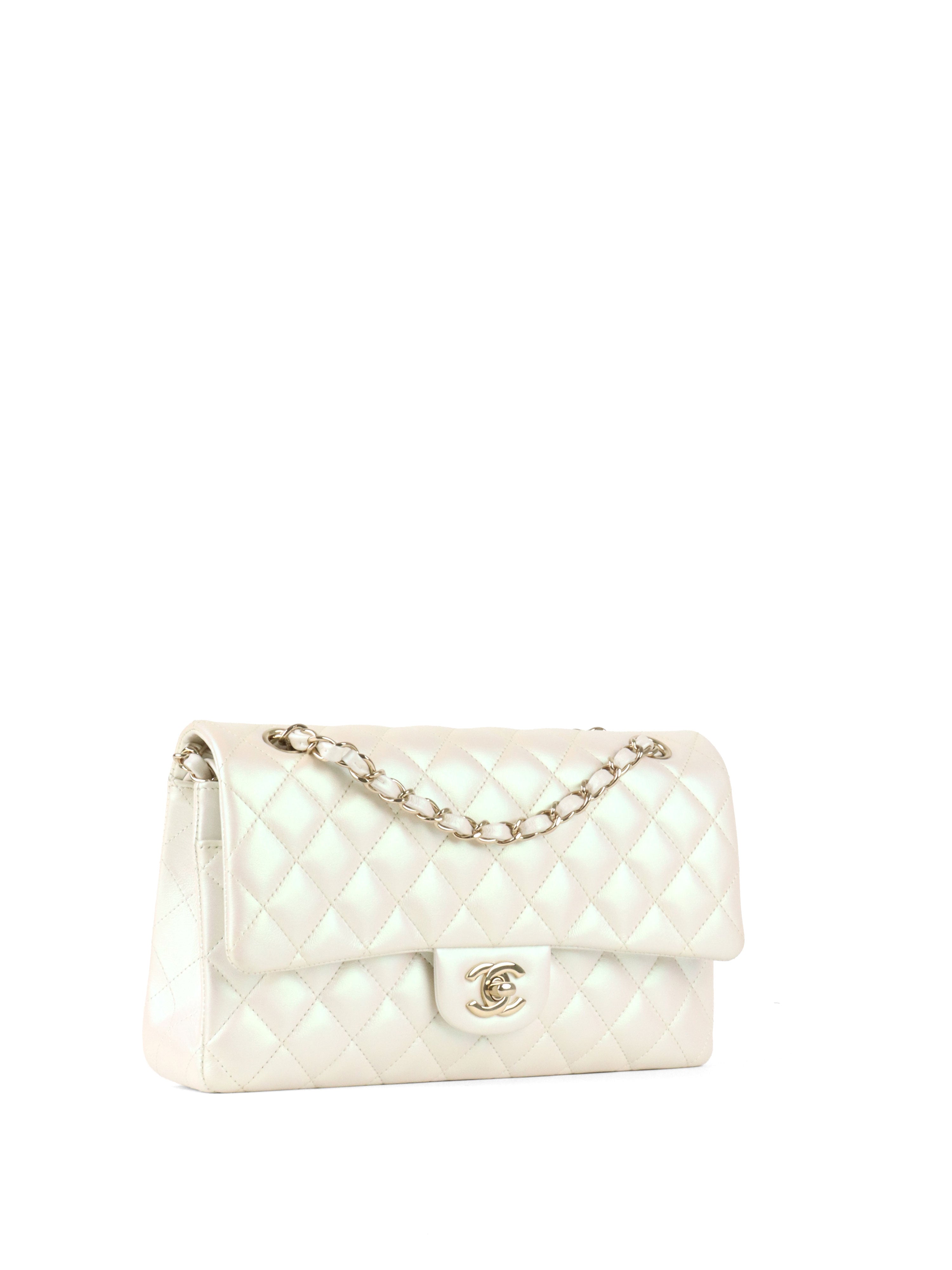 Chanel Ivory Irridecent Medium Classic Flap LGHW