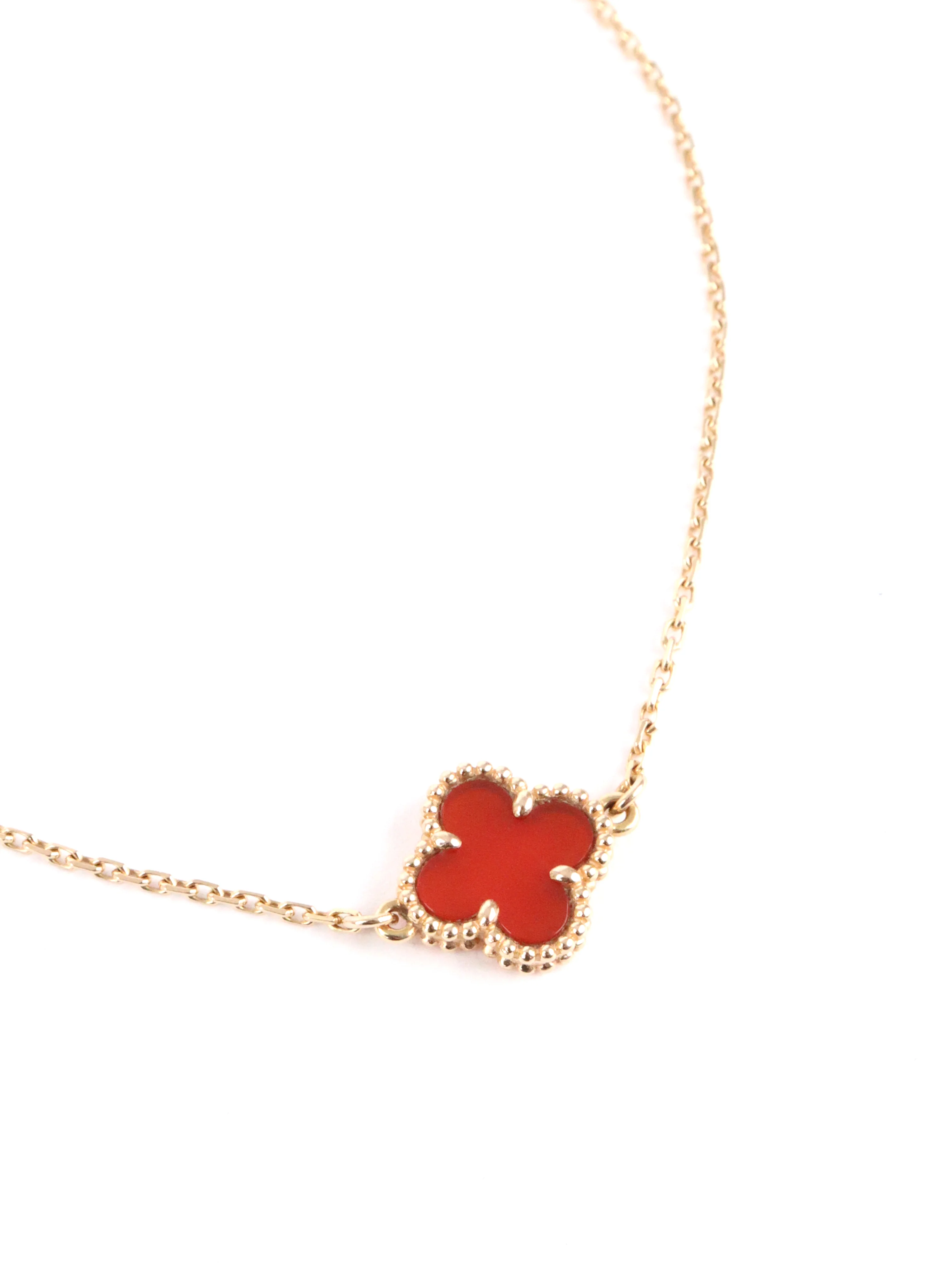 Van Cleef  Arpels Rose Gold Carnelian Sweet Alhambra Bracelet
