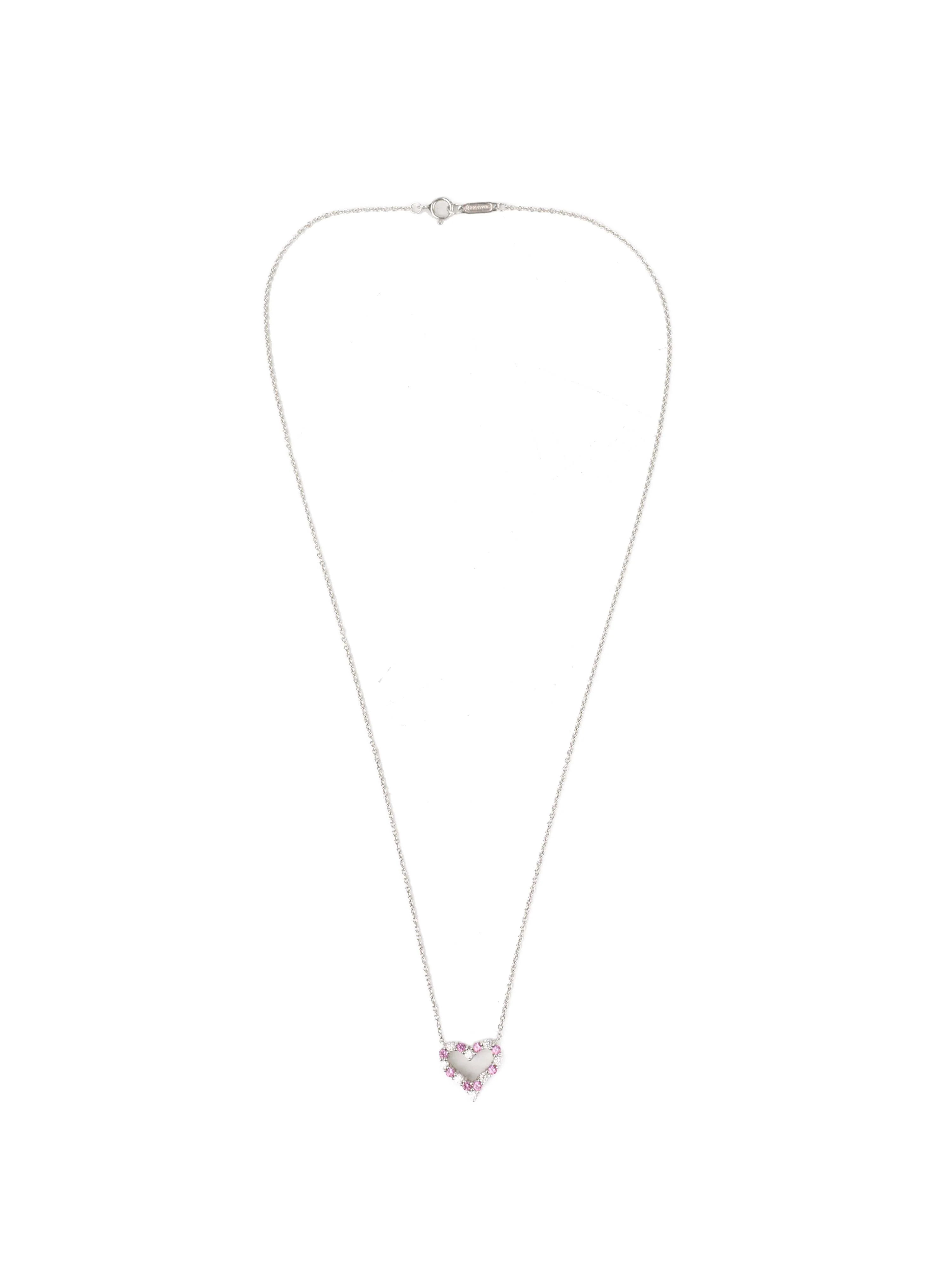 Tiffany  Co Heart Necklace in Pink Sapphires/ White Diamonds Mini