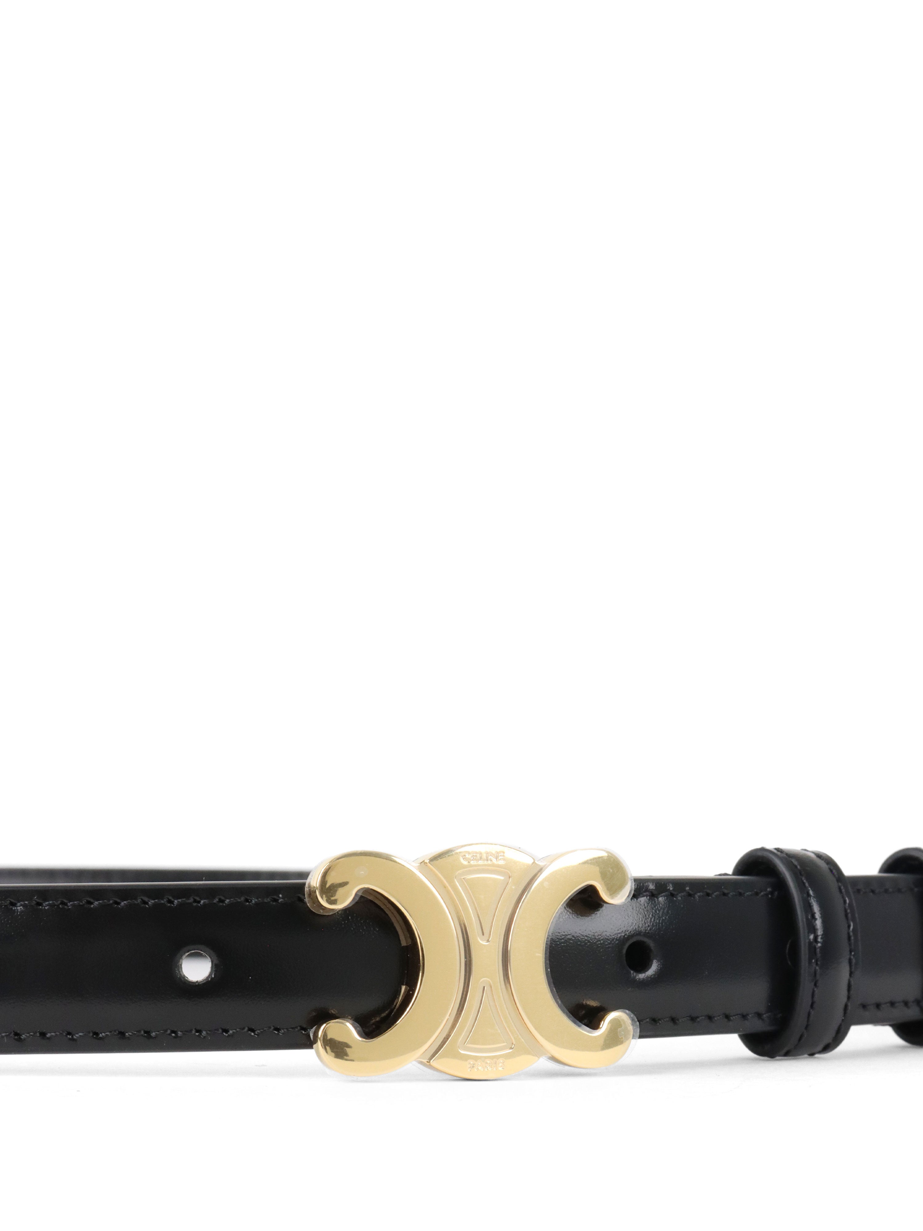 Celine Black Triomphe 18mm Belt.