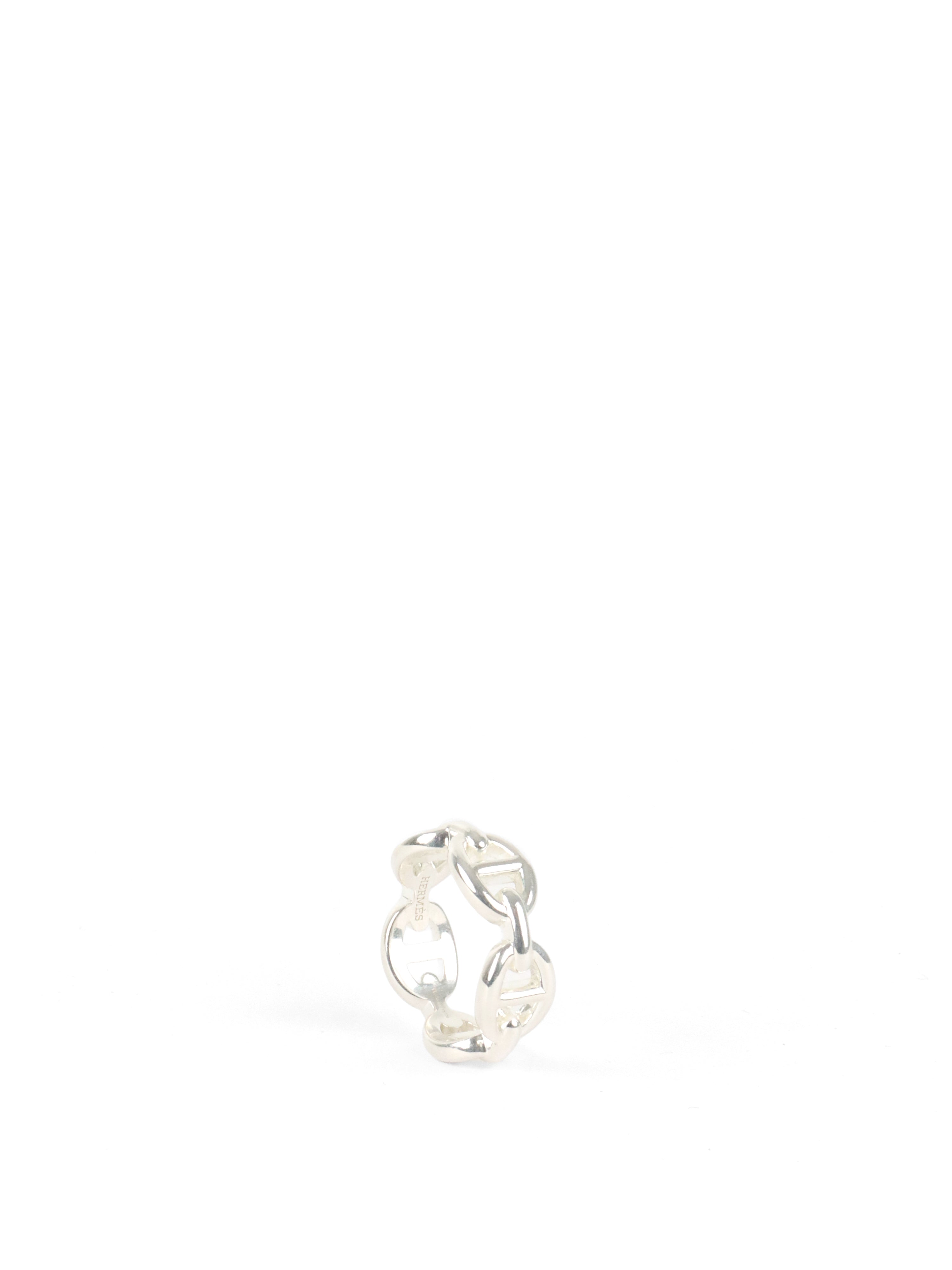 Hermes Silver Chaine DAncre Enchainee Ring, Small Model