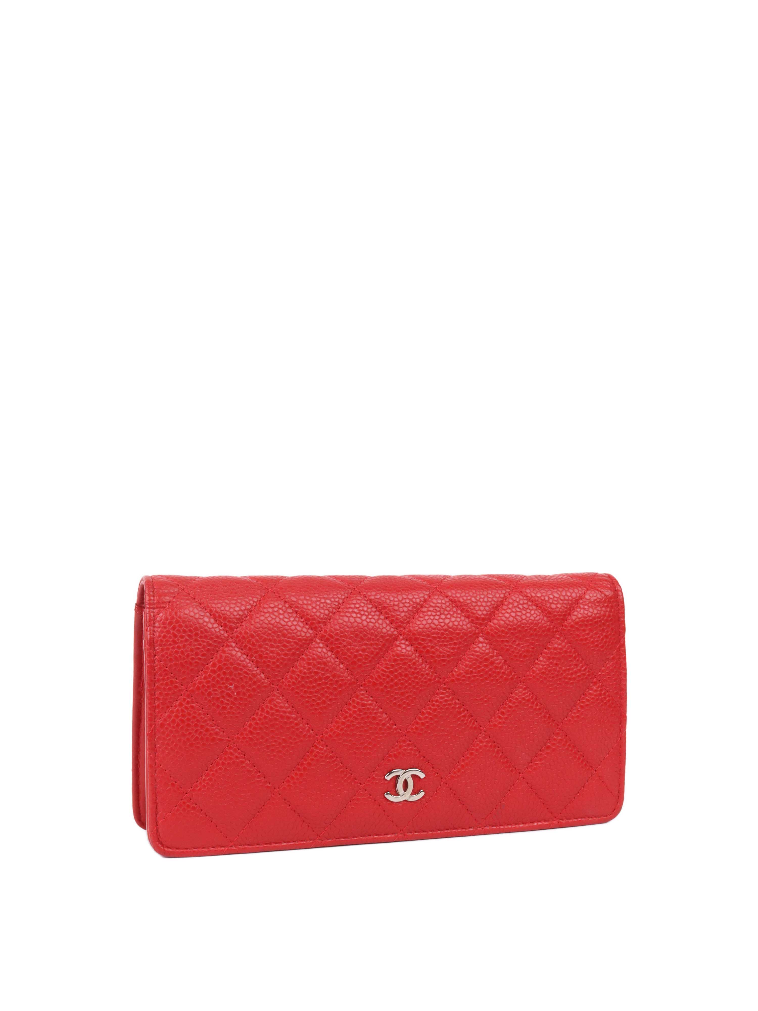 Chanel Red Caviar Long Wallet.