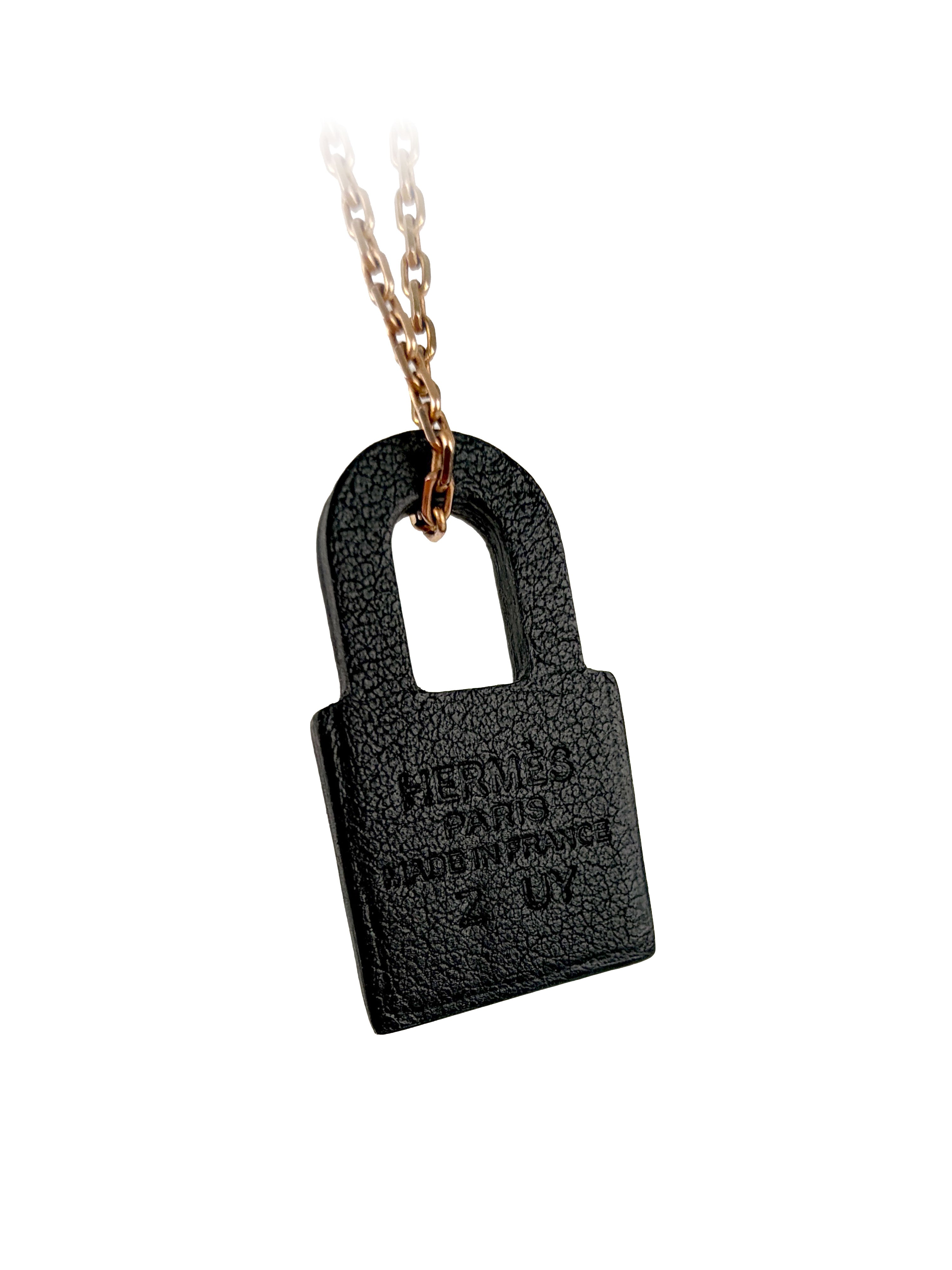 Hermes Black  Gold OKelly Pendant.