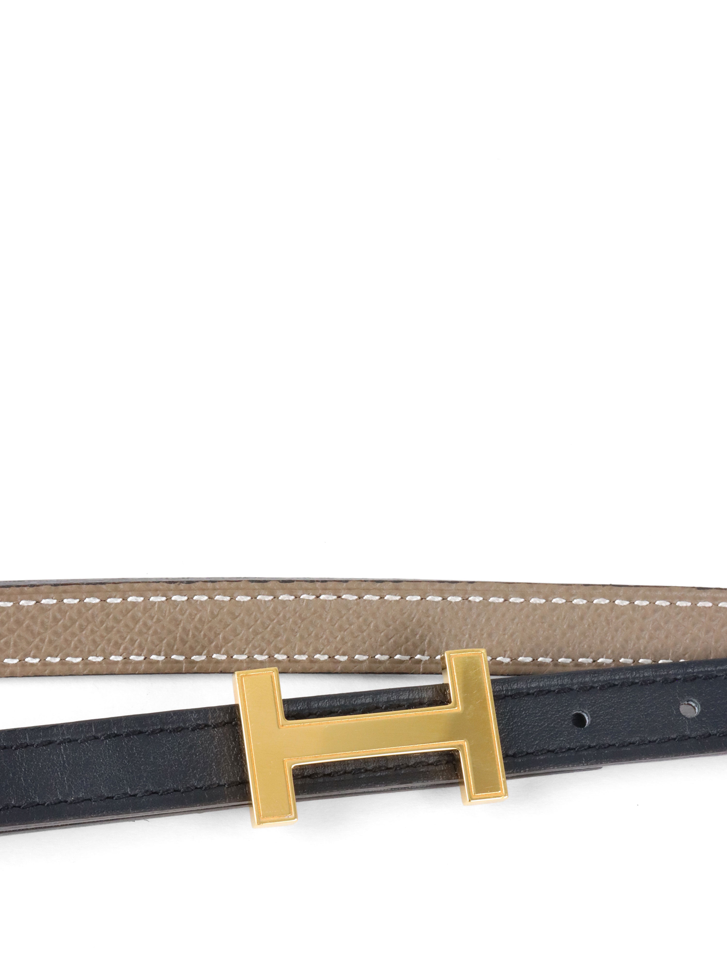Hermes Noir/Etoupe Mini Reversible Belt 13mm