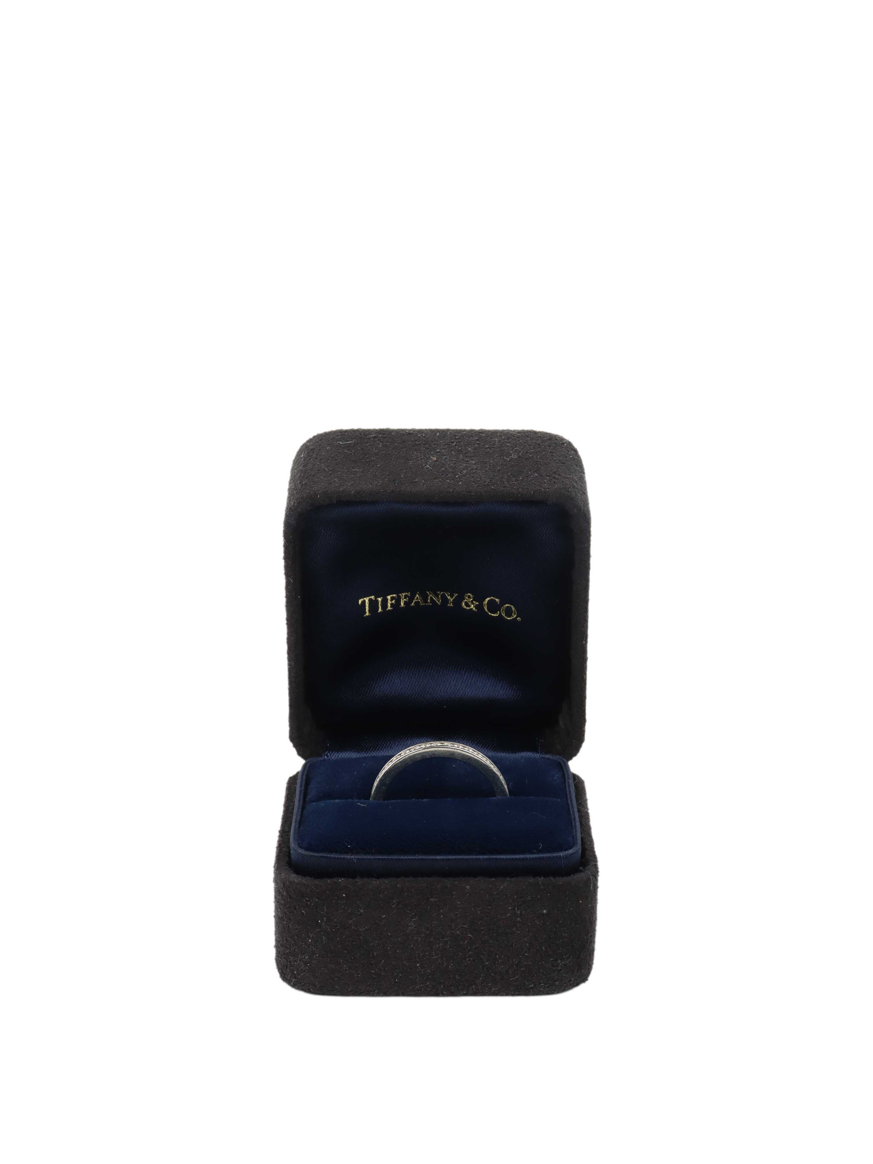 Tiffany  Co Platinum with a Full-circle of Diamonds Ring 2mm band