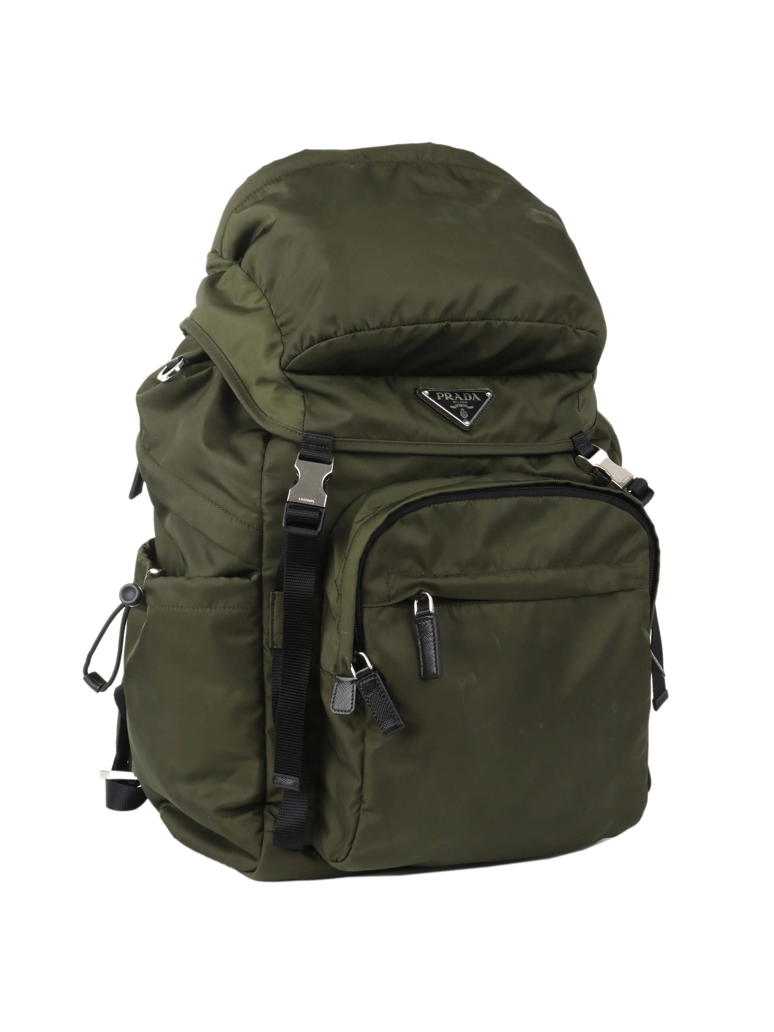 Prada Green Nylon Buckled Backpack.