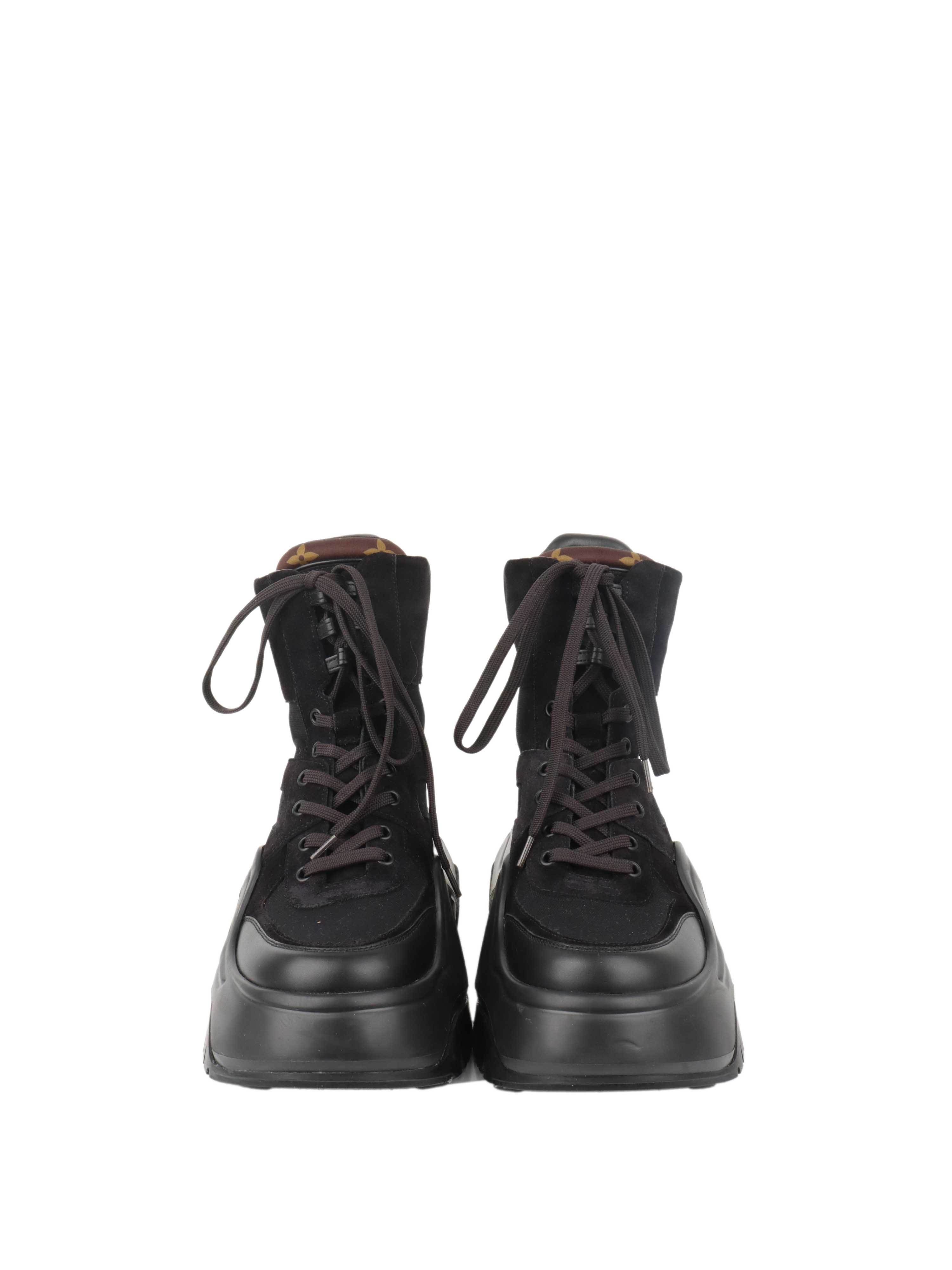 Louis Vuitton Black Mesh and Suede Archlight Ankle Boots.