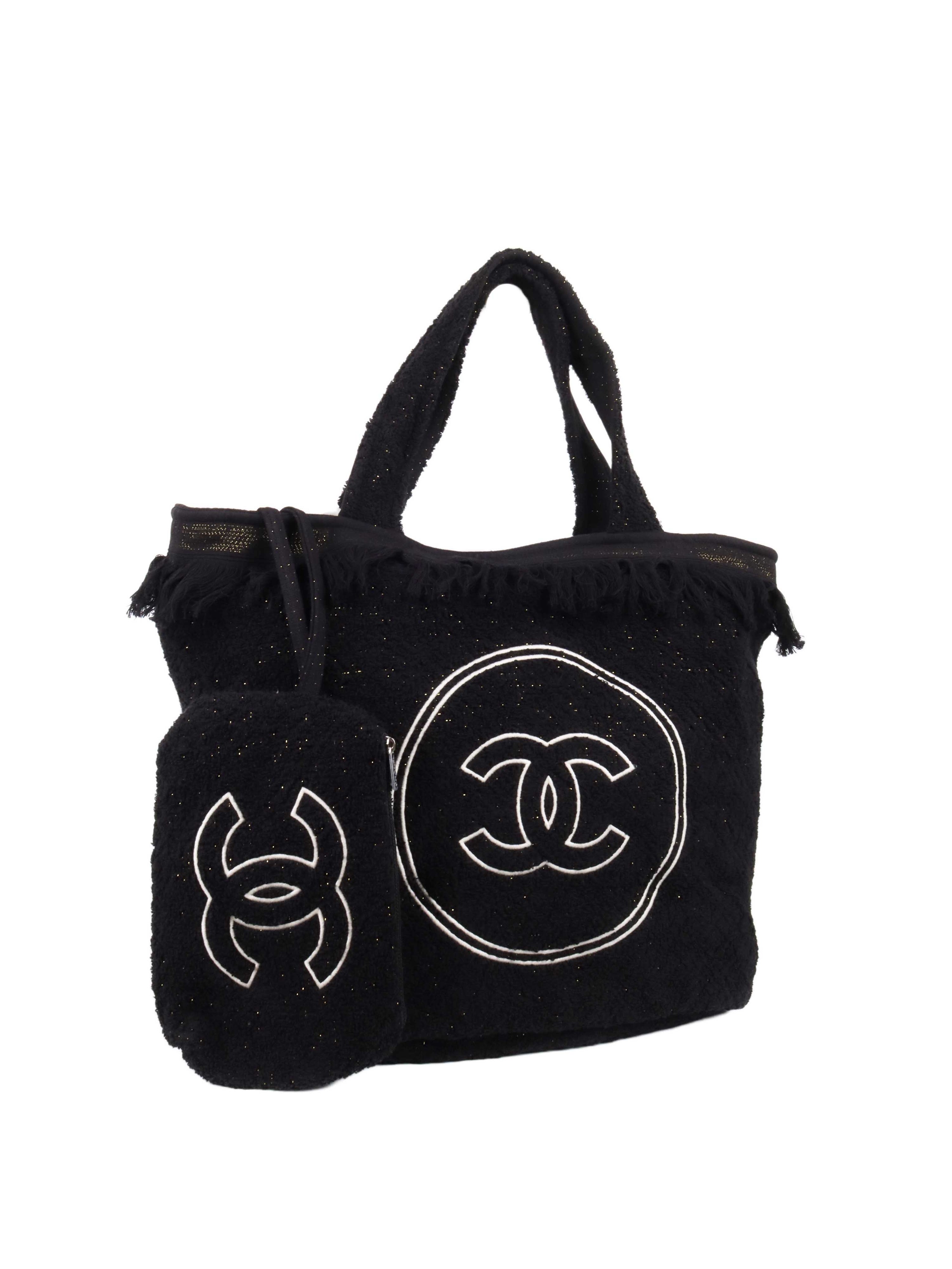 Chanel Terry Cotton CC Beach Tote Towel Set