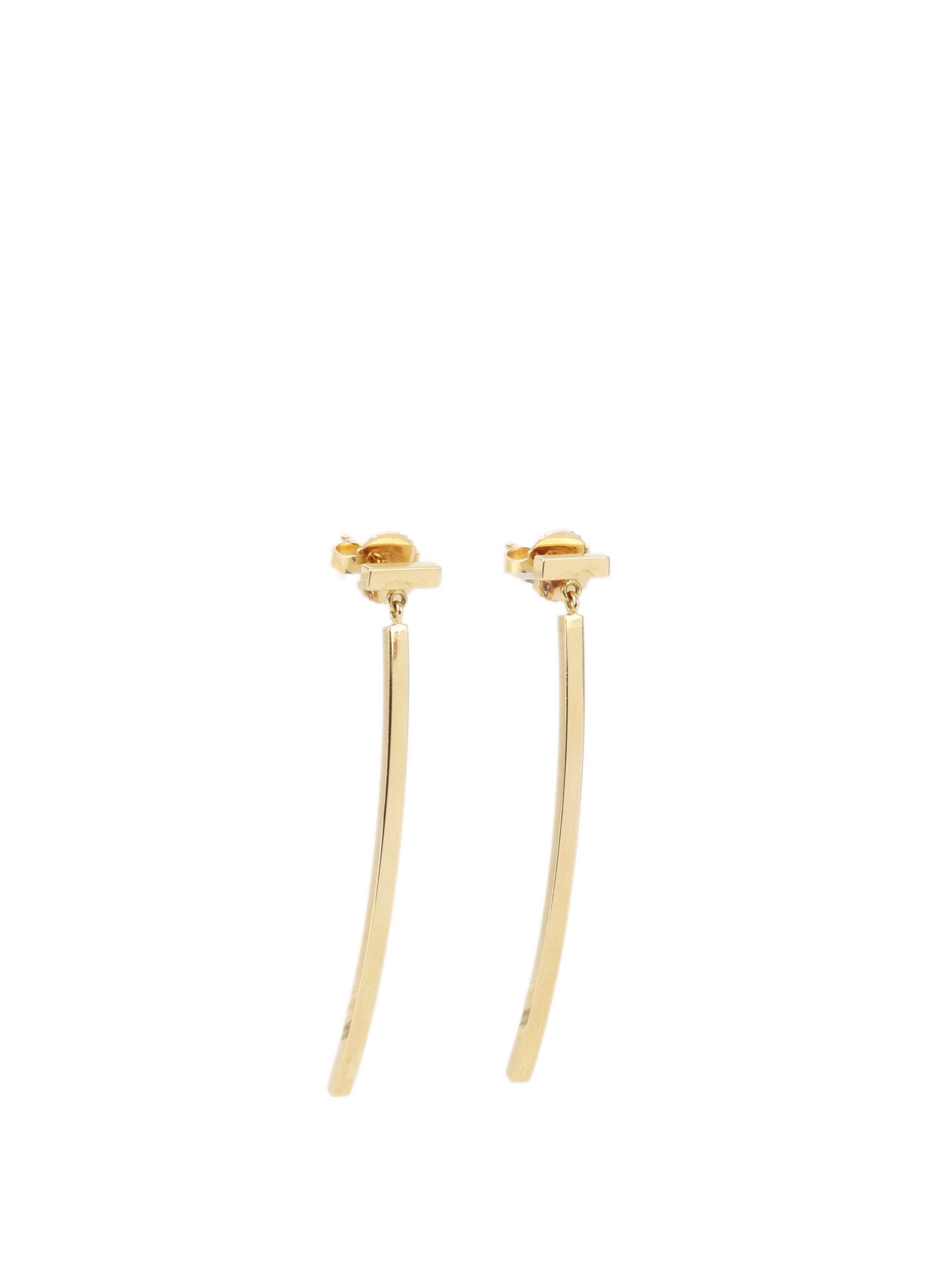 Tiffany 
Co 18k Yellow Gold T-Bar Earrings.