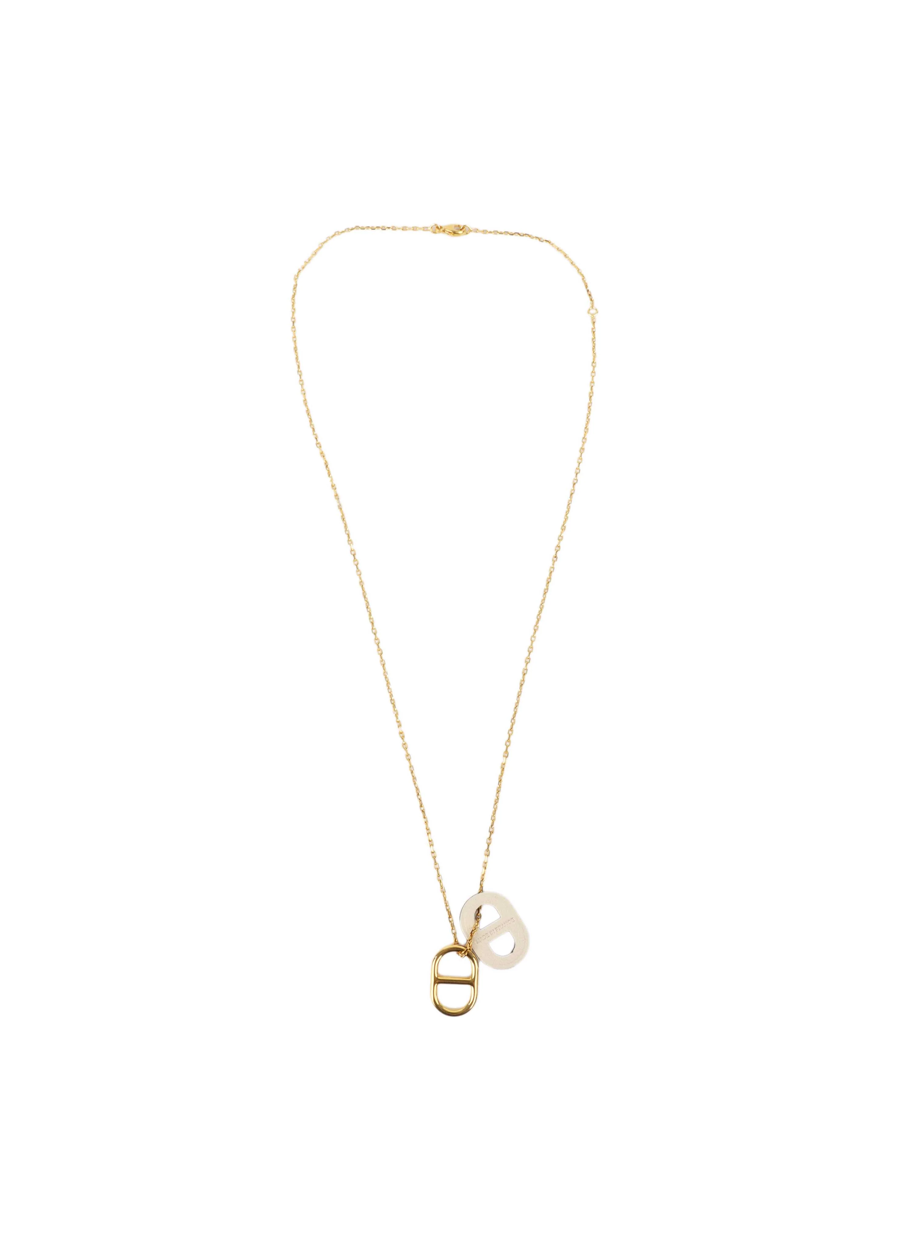 Hermes Gold and White OMaillon Pendant Necklace