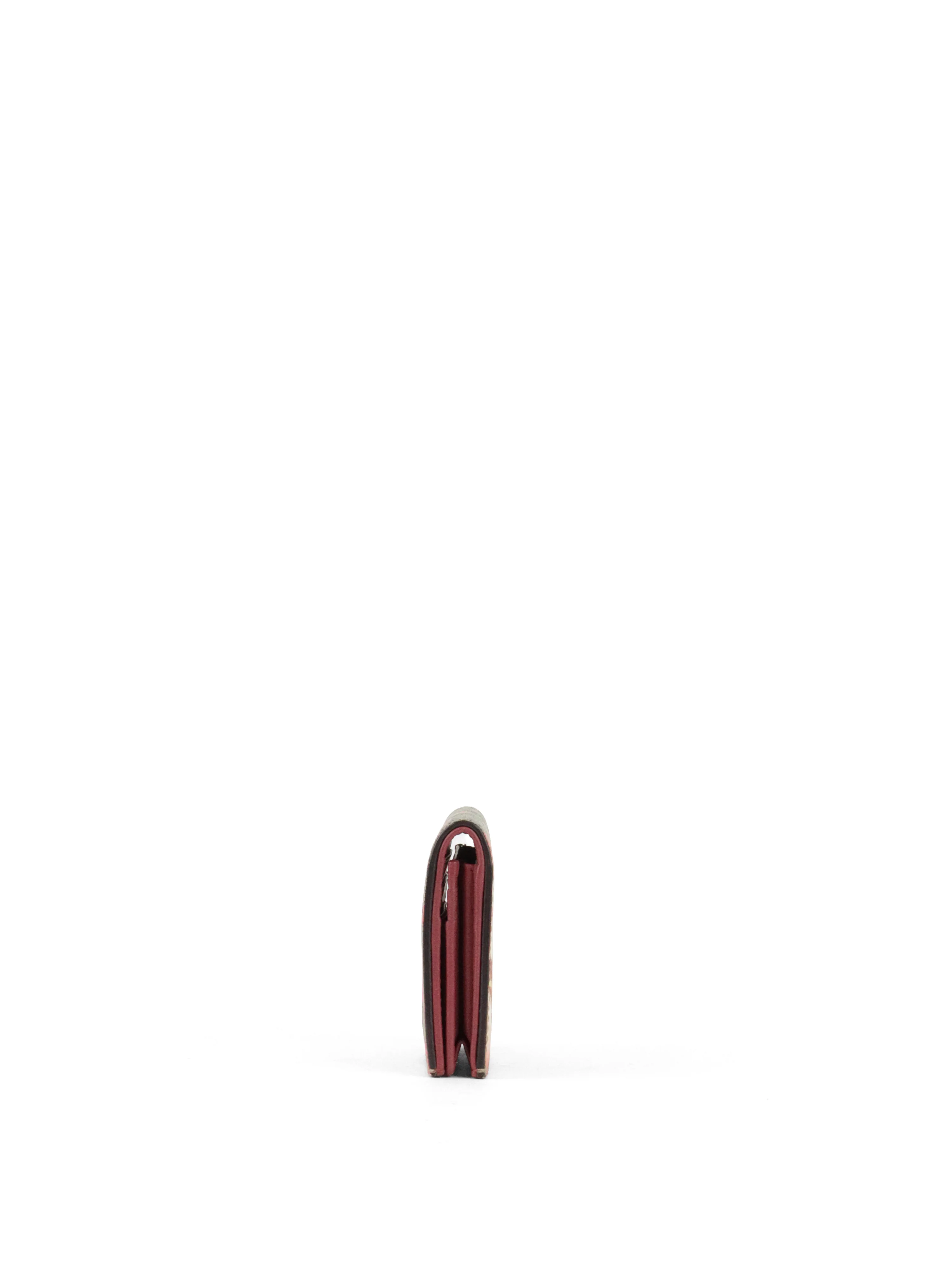 Gucci Ebony  Pink Bloom Supreme Fold Wallet