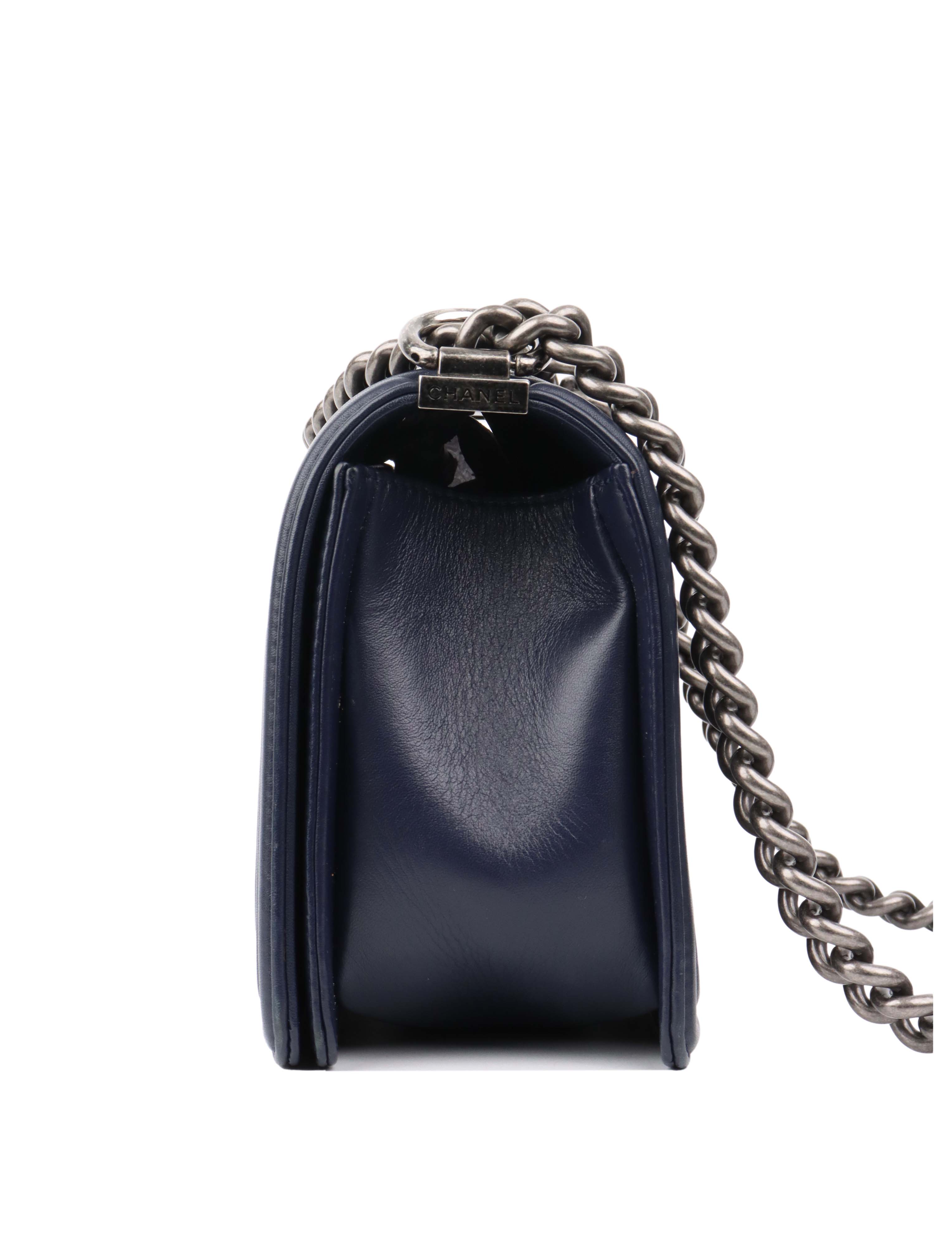 Chanel Medium Navy Boy Bag.