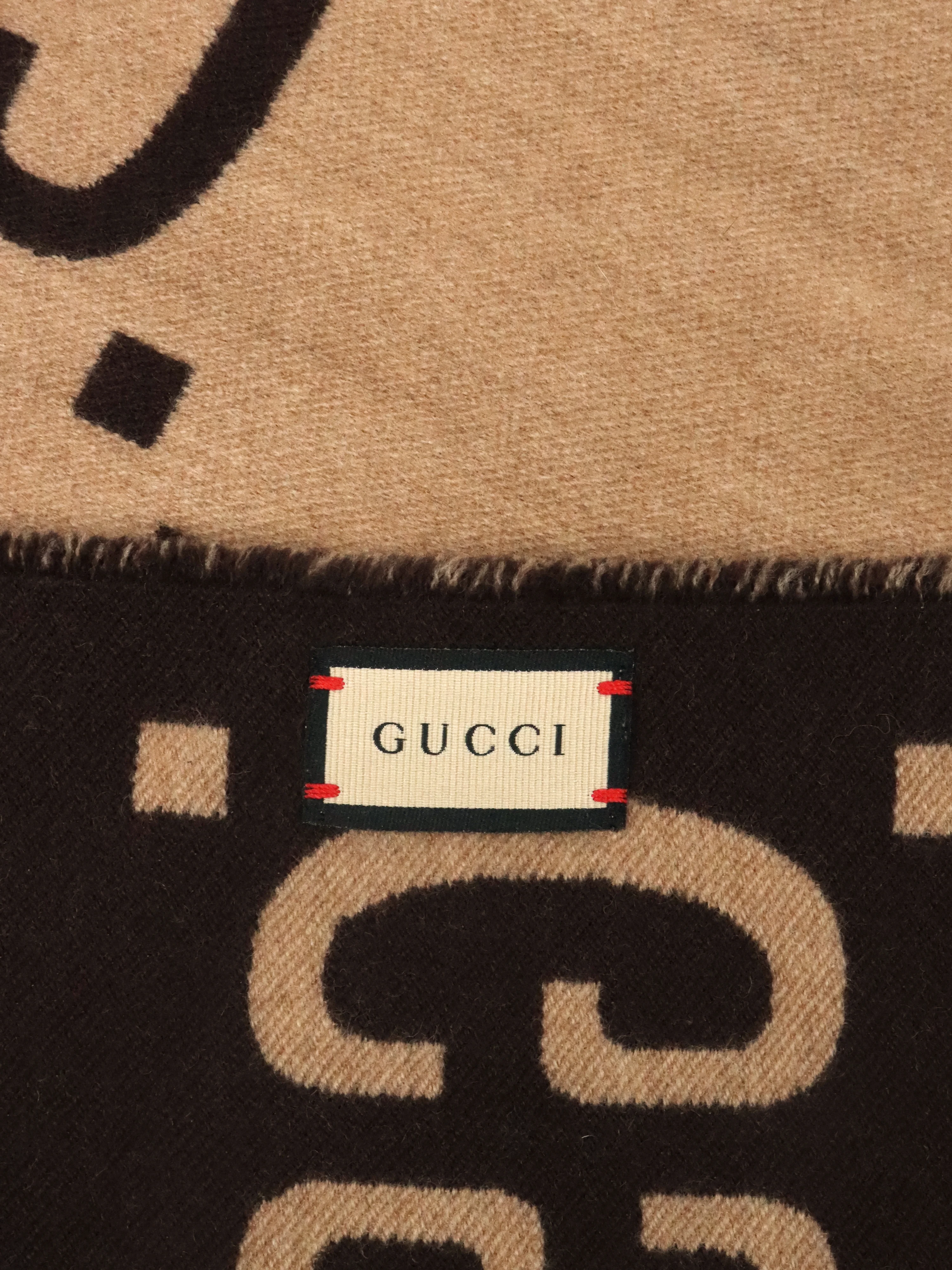 Gucci Brown Wool GG Jacquard Scarf