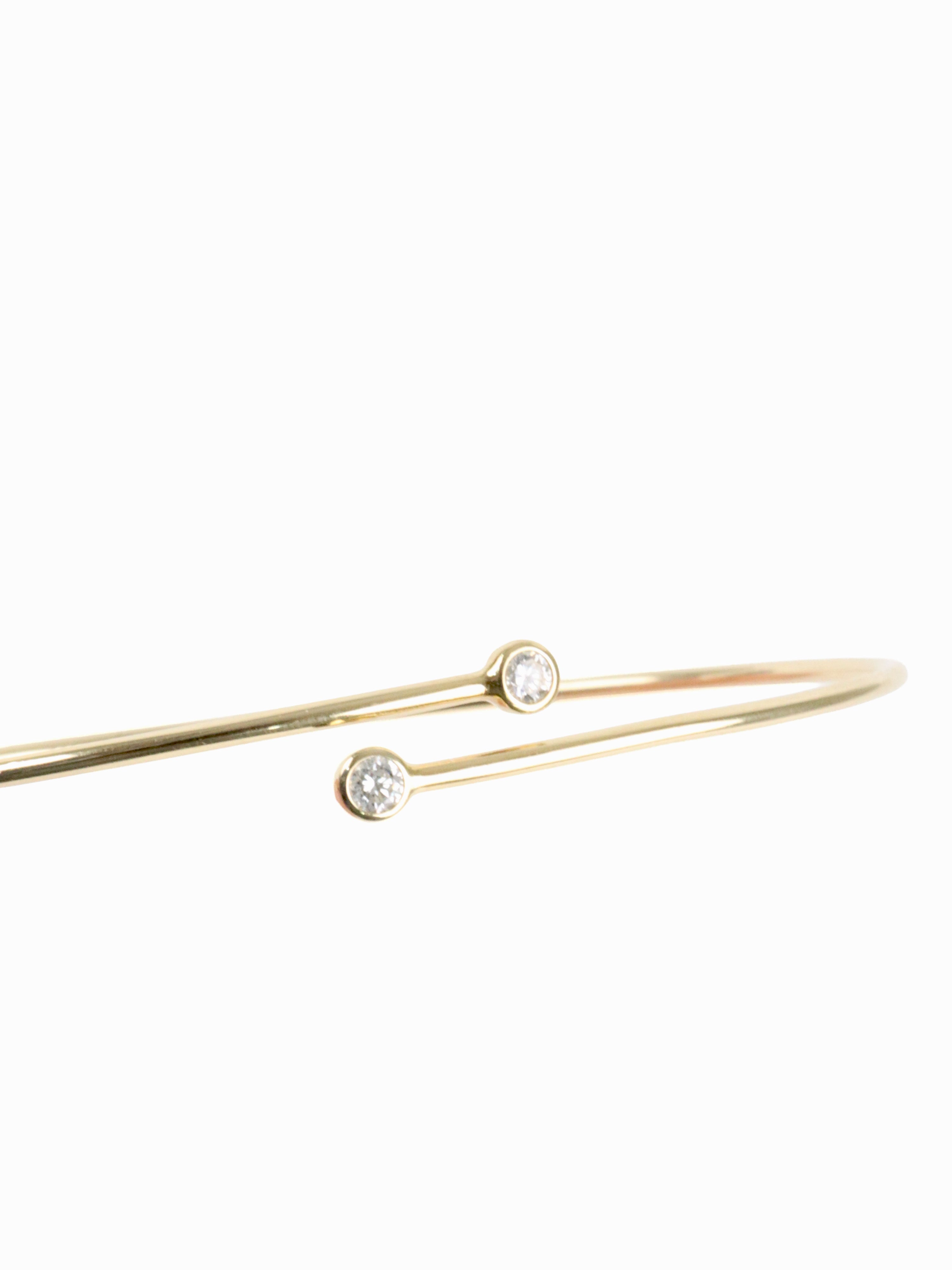 Tiffany  Co Small Yellow Gold Elsa Peretti Diamond Hoop Single-row Bangle
