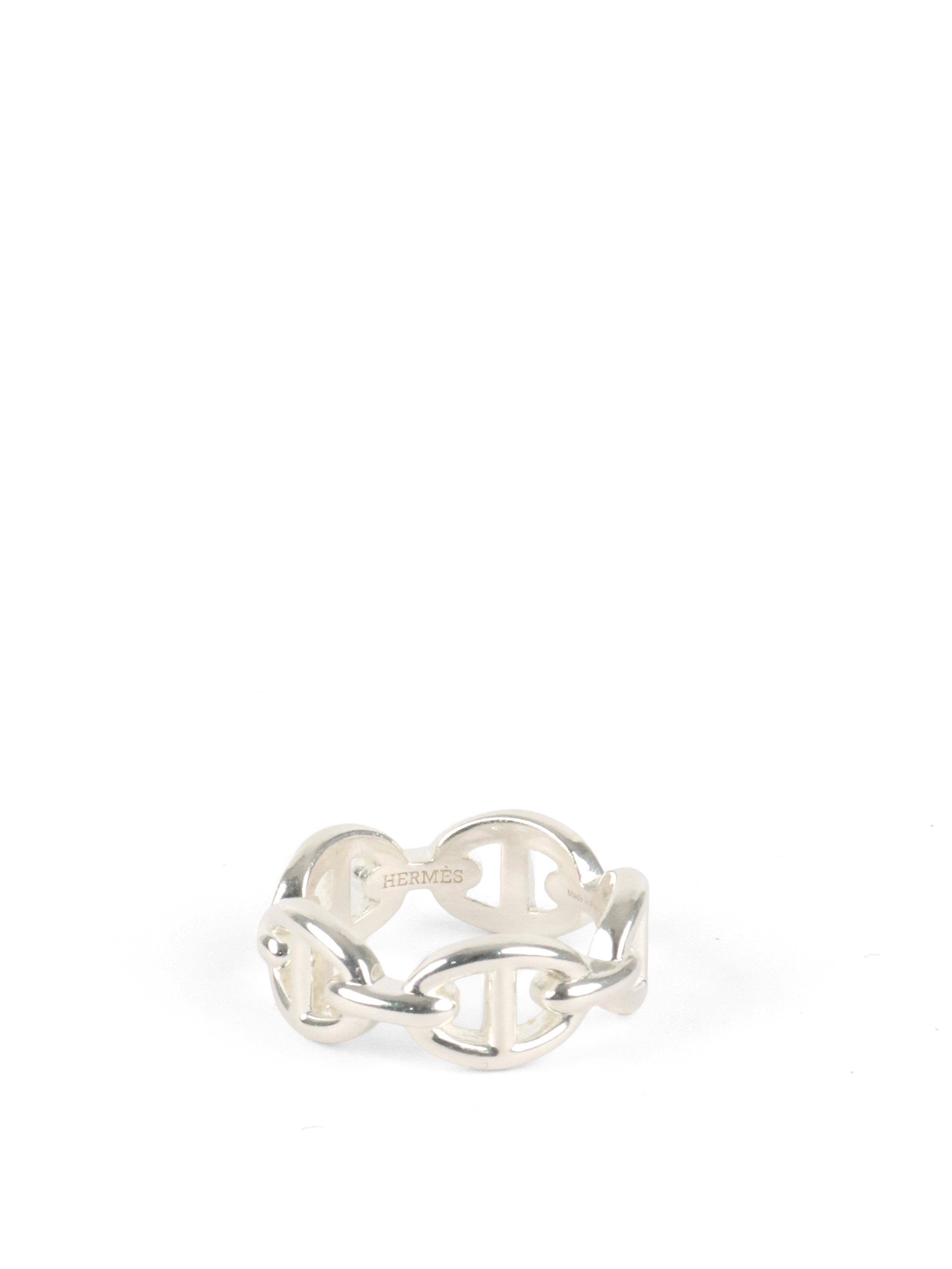 Hermes Silver Chaine DAncre Enchainee Ring, Small Model
