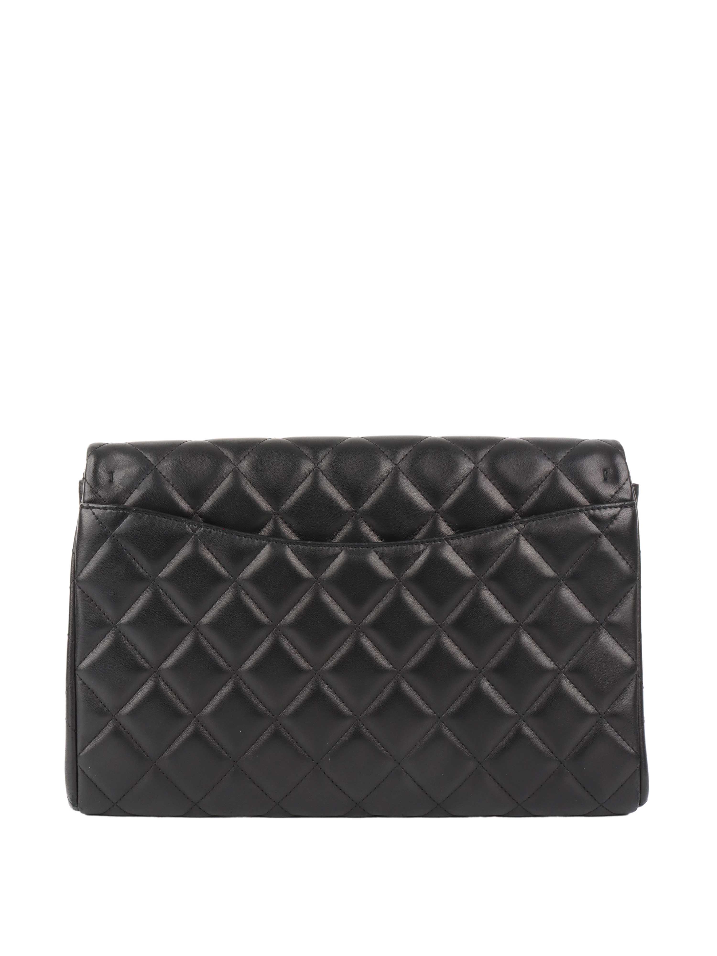 Chanel Black Lambskin Shoulder Clutch.