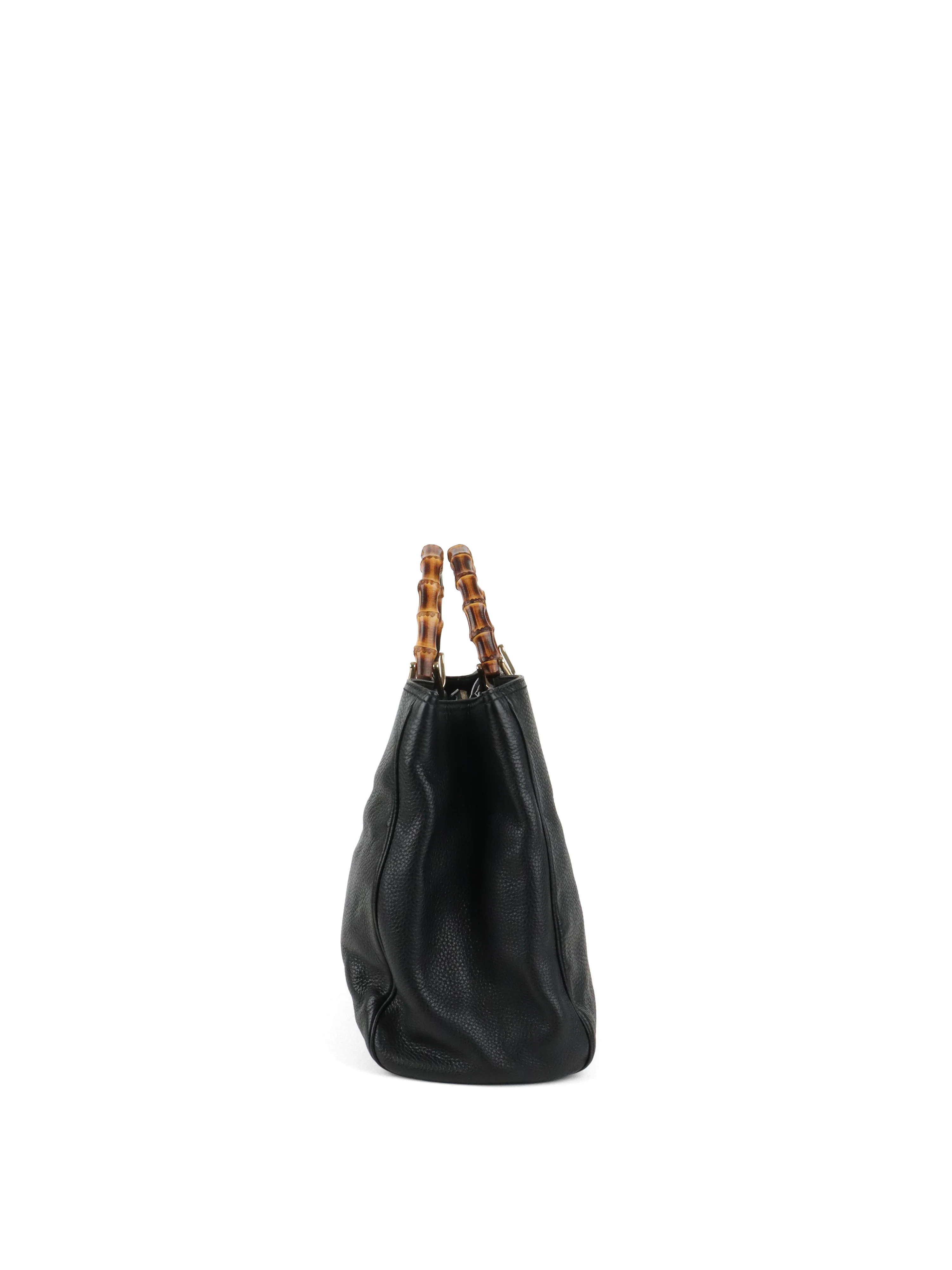 Gucci Bamboo Handle Large Black Leather Shopper Tote