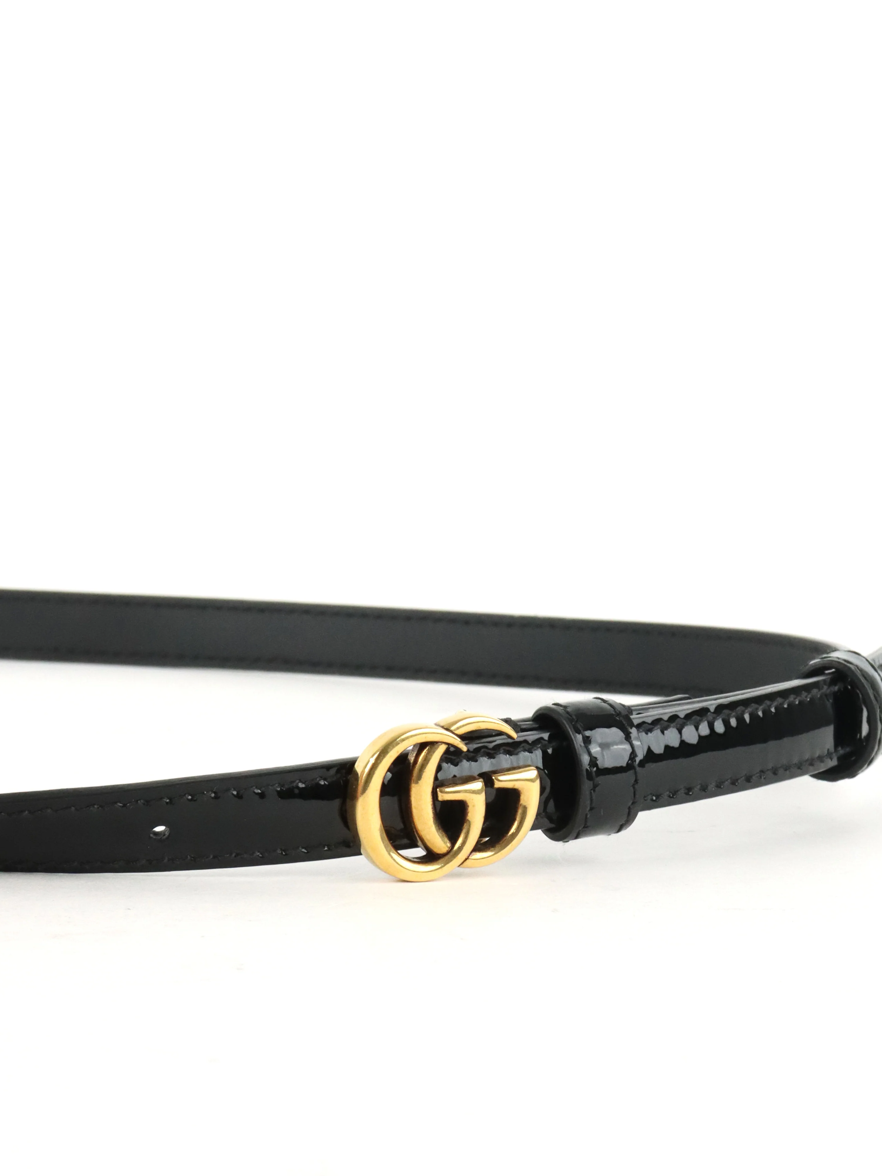 Gucci Black Patent GG Thin Belt size 80