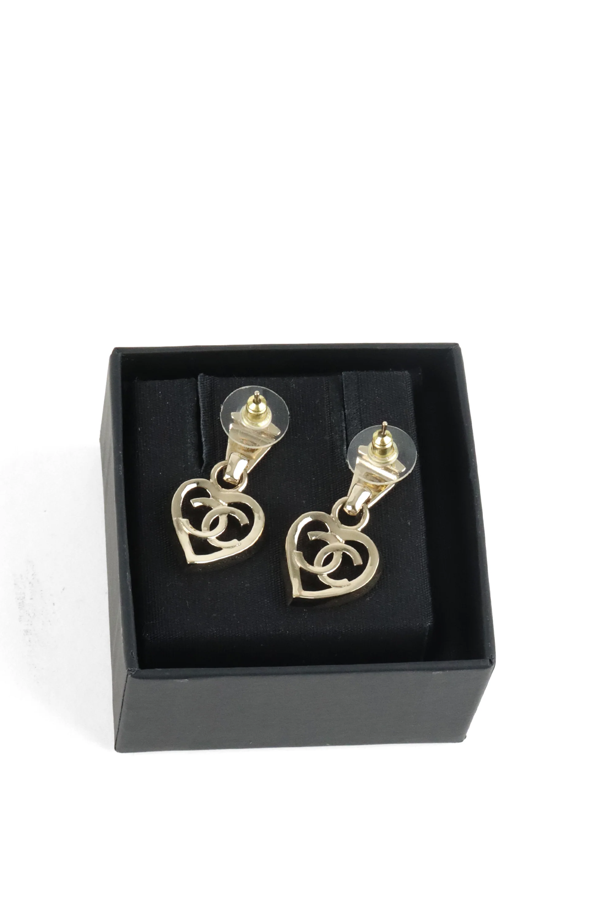 Chanel Light Gold Heart Coco in Love Drop Earring