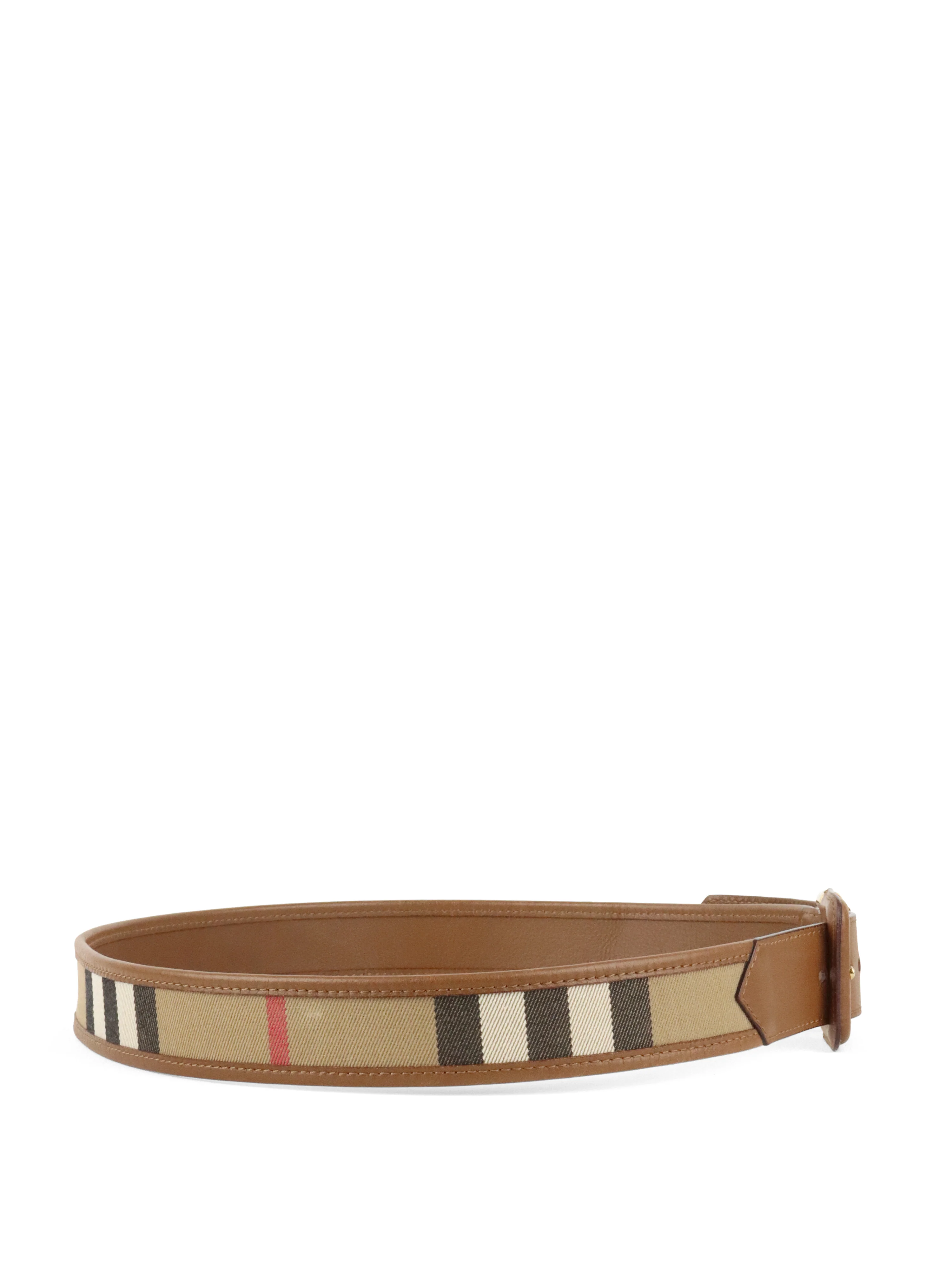 Burberry Brown/Beige Nova Check Canvas And Leather Belt