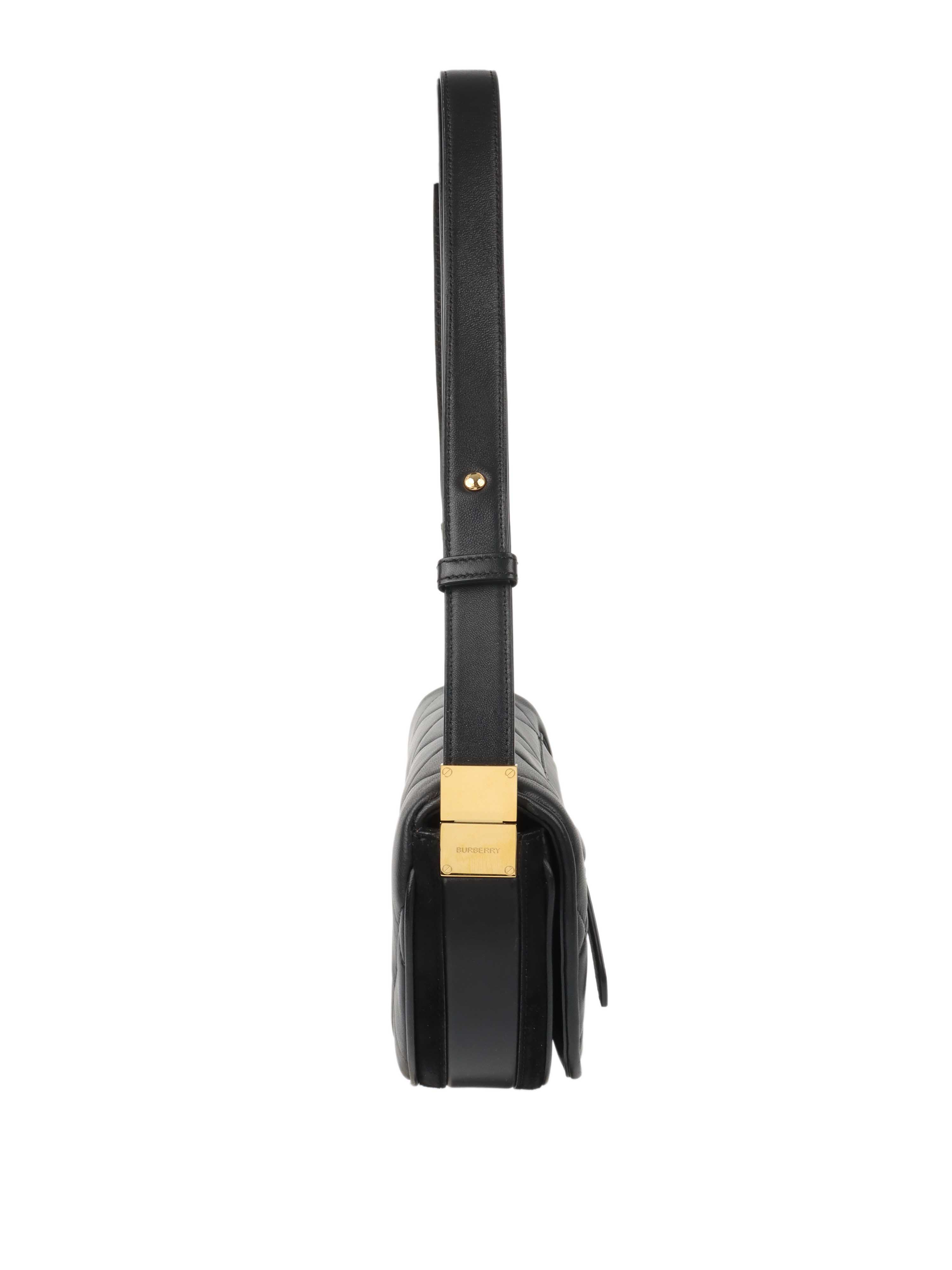 Burberry Small Black Quilted Olympia Shoulder Bag.