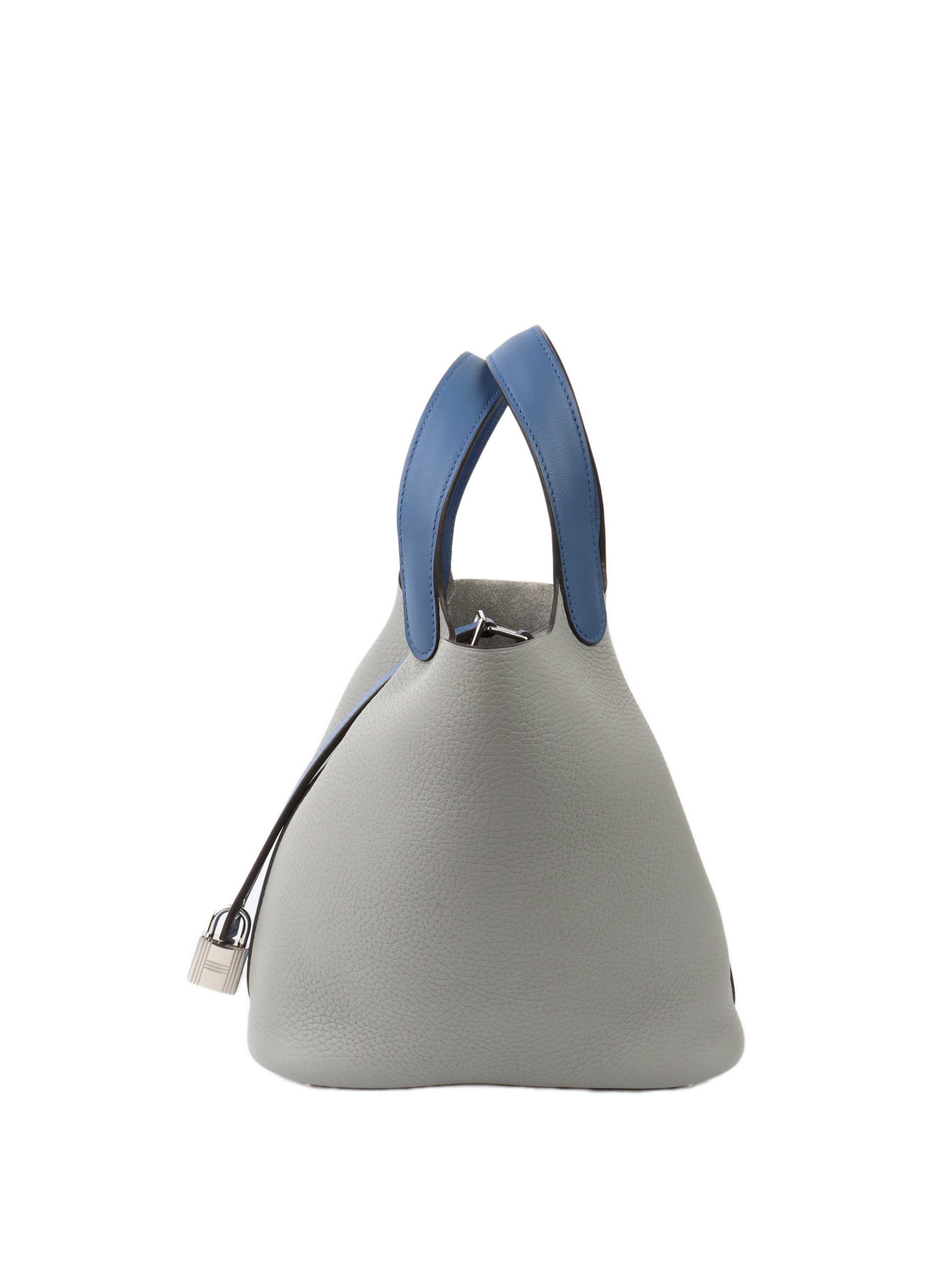 Hermes Picotin Bleu Saphir 
Gris Mouette SHW.