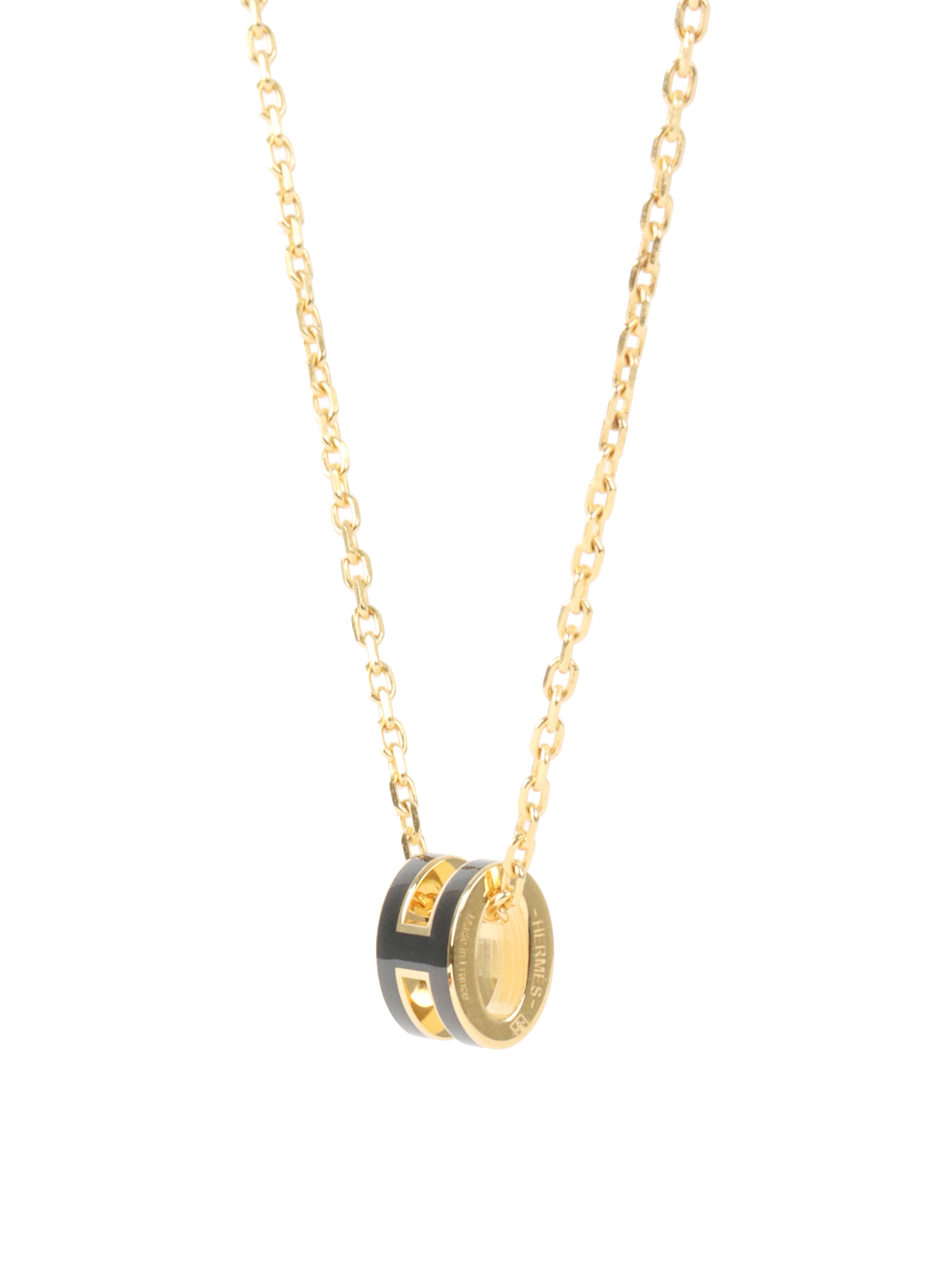 Hermes Black Mini Pop H Necklace