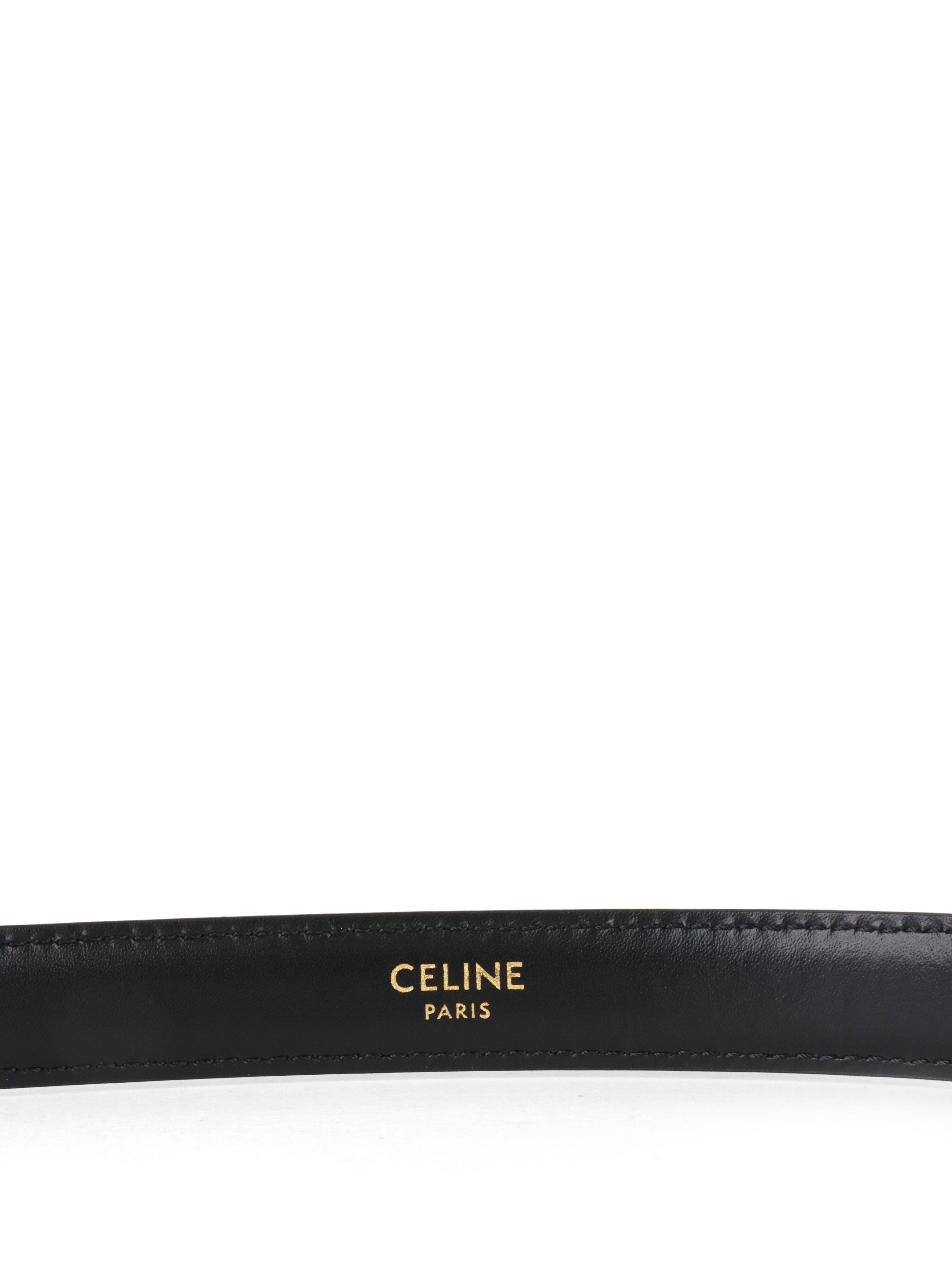 Celine Black Triomphe 18mm Belt.