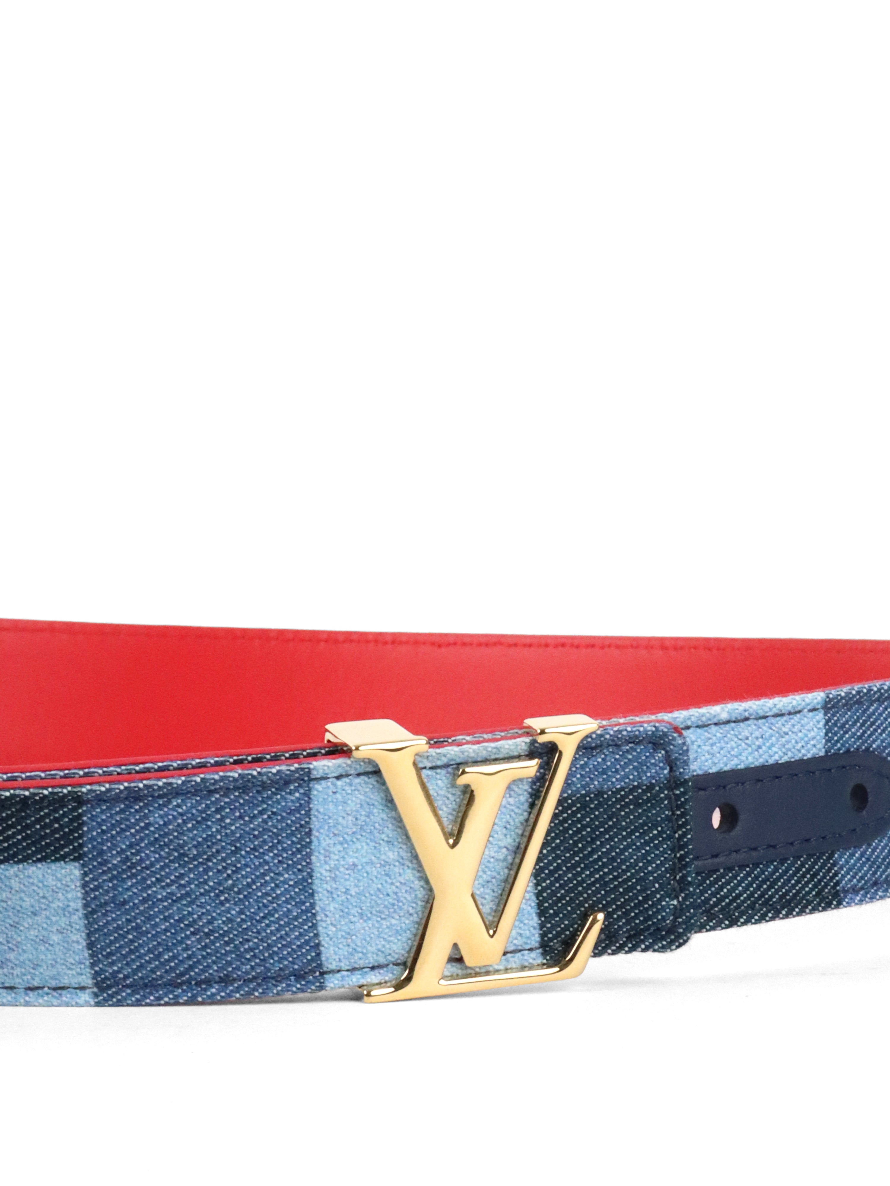 Louis Vuitton Denim LV Iconic Belt Damier  Monogram Patchwork Belt size 90