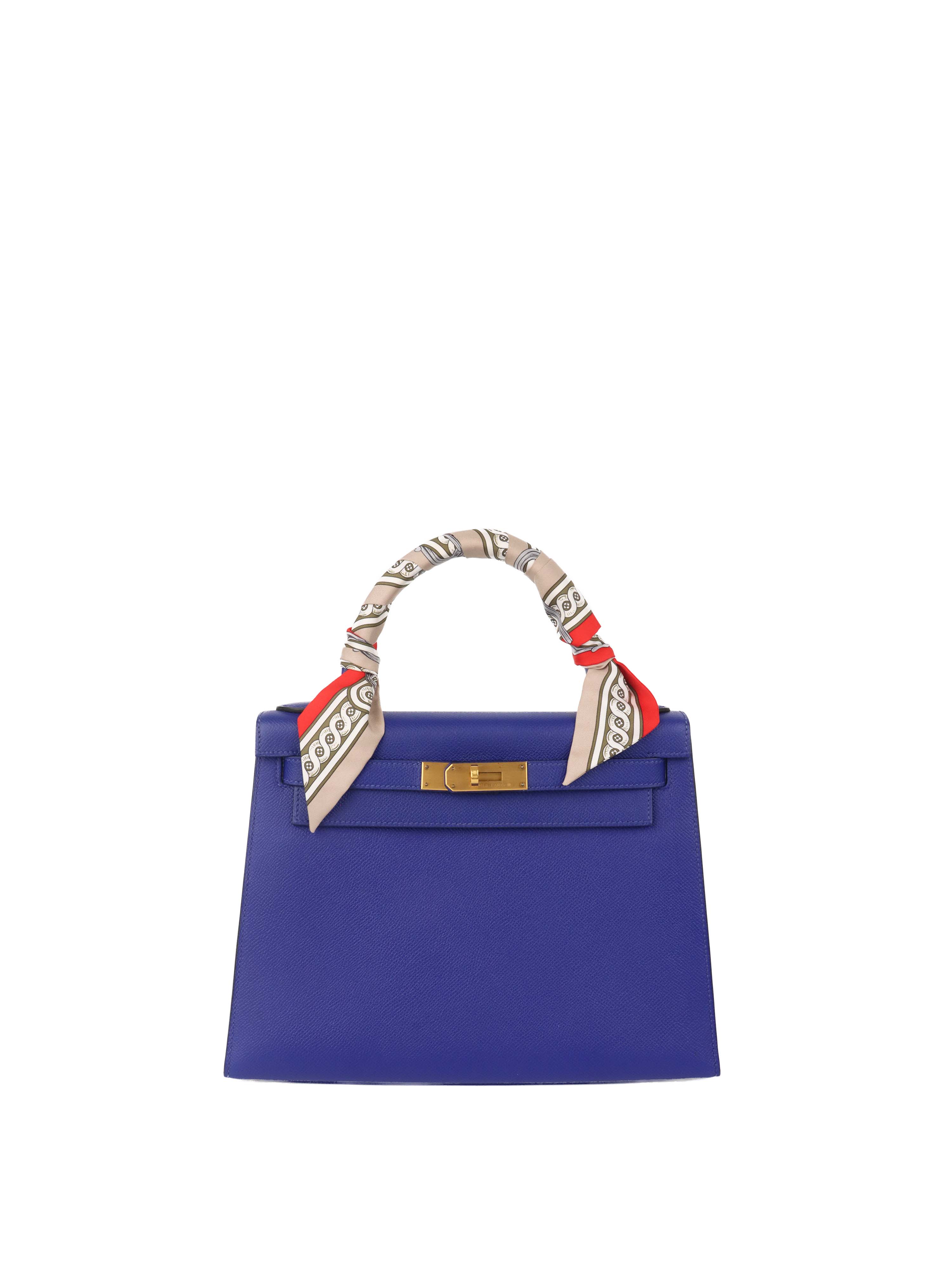 Hermes Kelly 28 Epsom in Blue Electric Stamp A GHW.