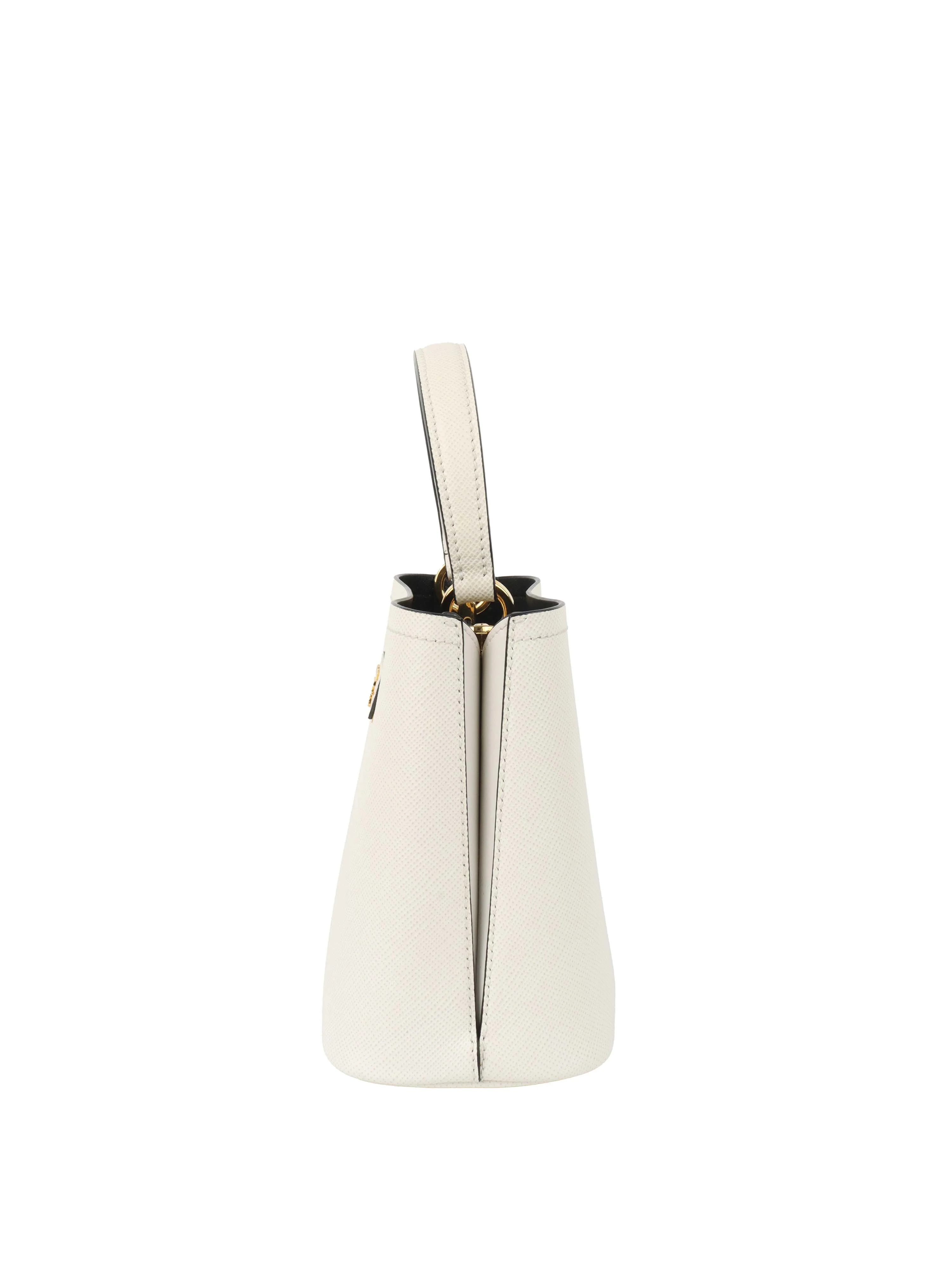 Prada Small Saffiano White Panier Bag.