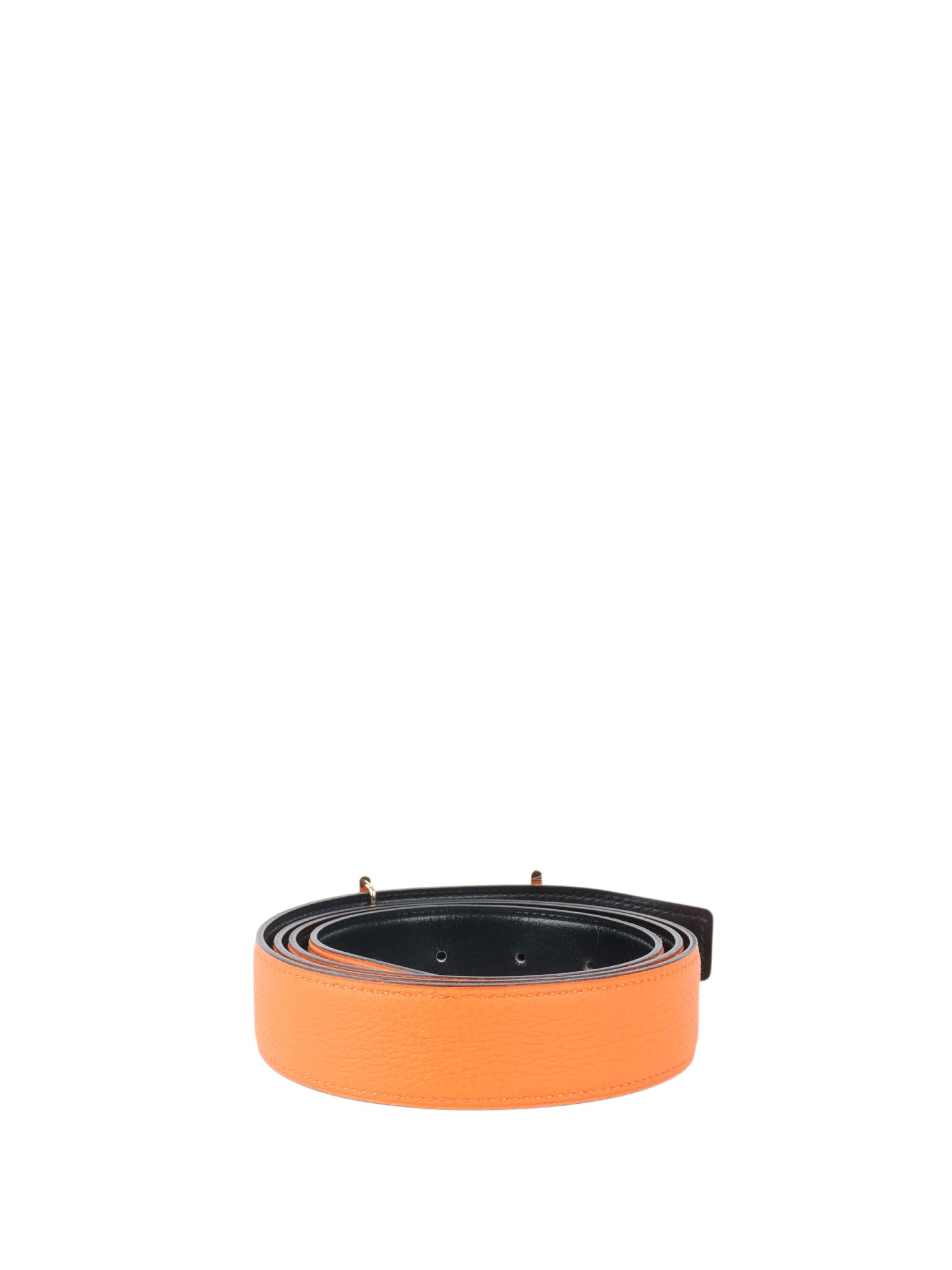 Hermes Reversible leather belt in Noir/Orange 32 mm.