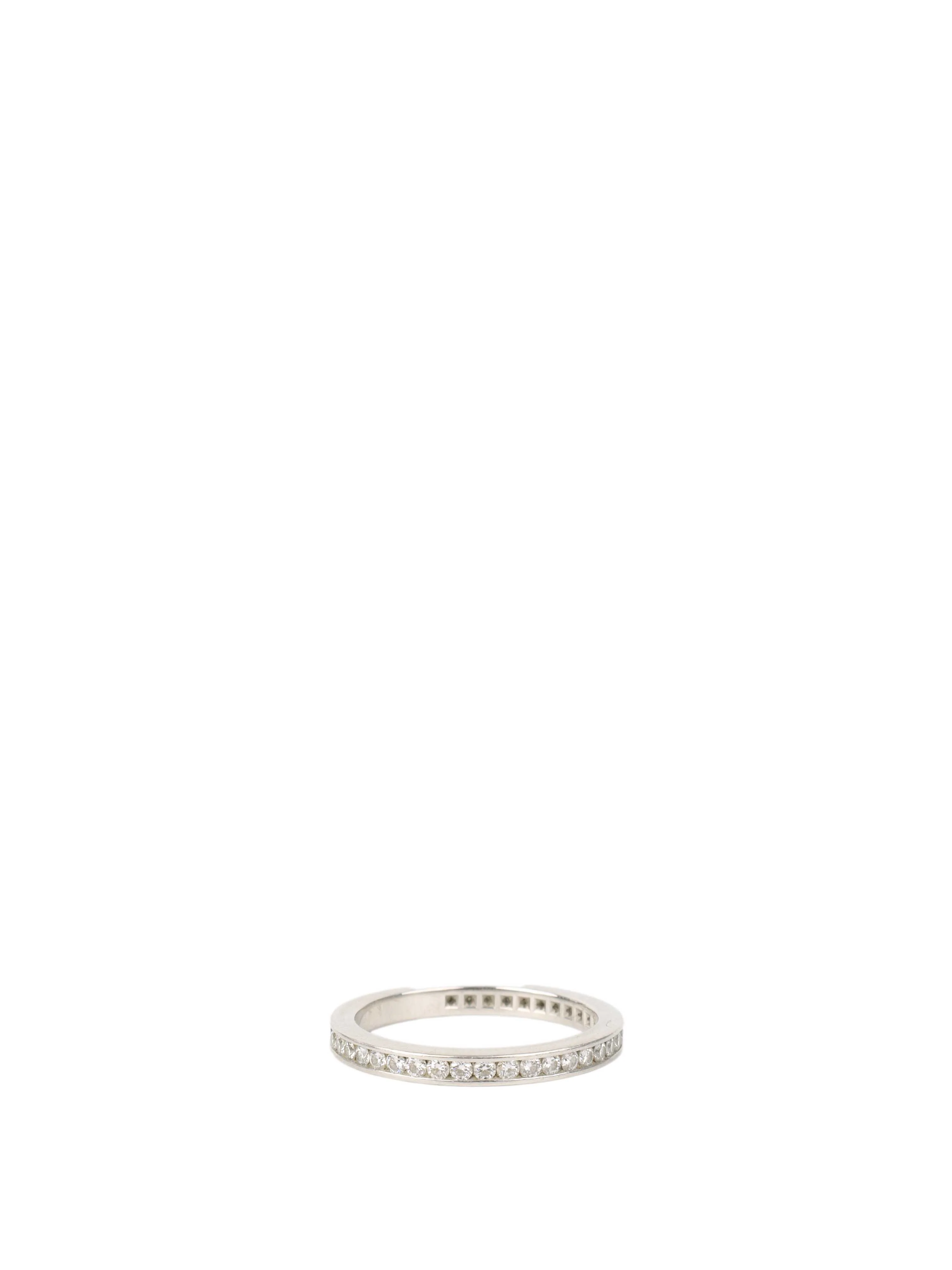 Tiffany  Co Platinum with a Full-circle of Diamonds Ring 2mm band