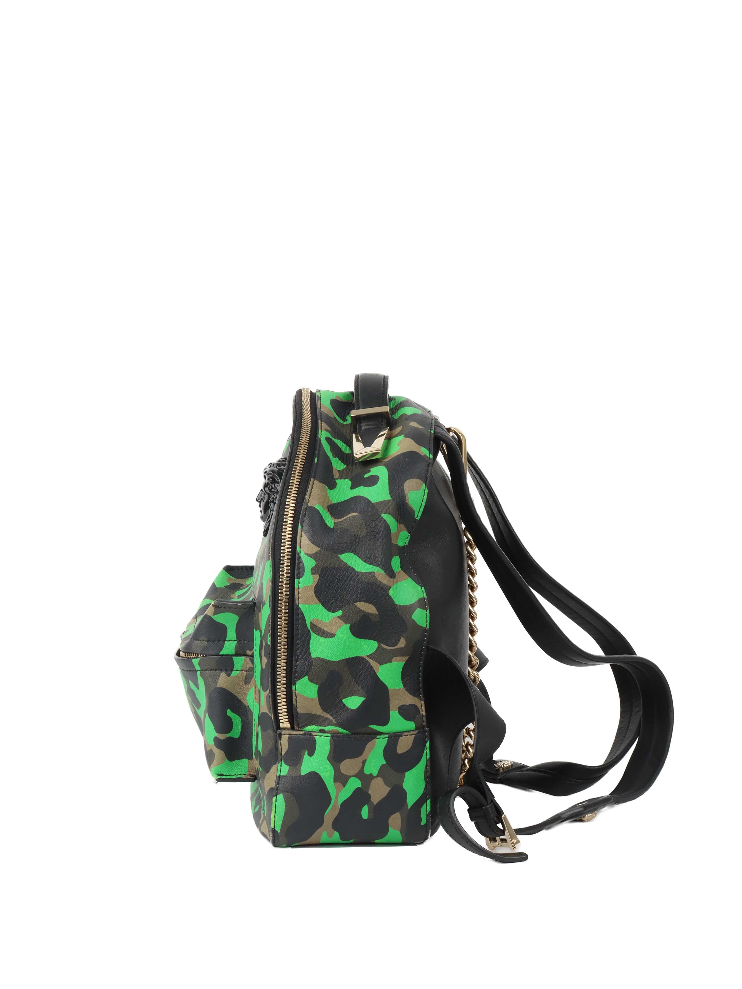 Versace Black and Green Medusa Backpack.