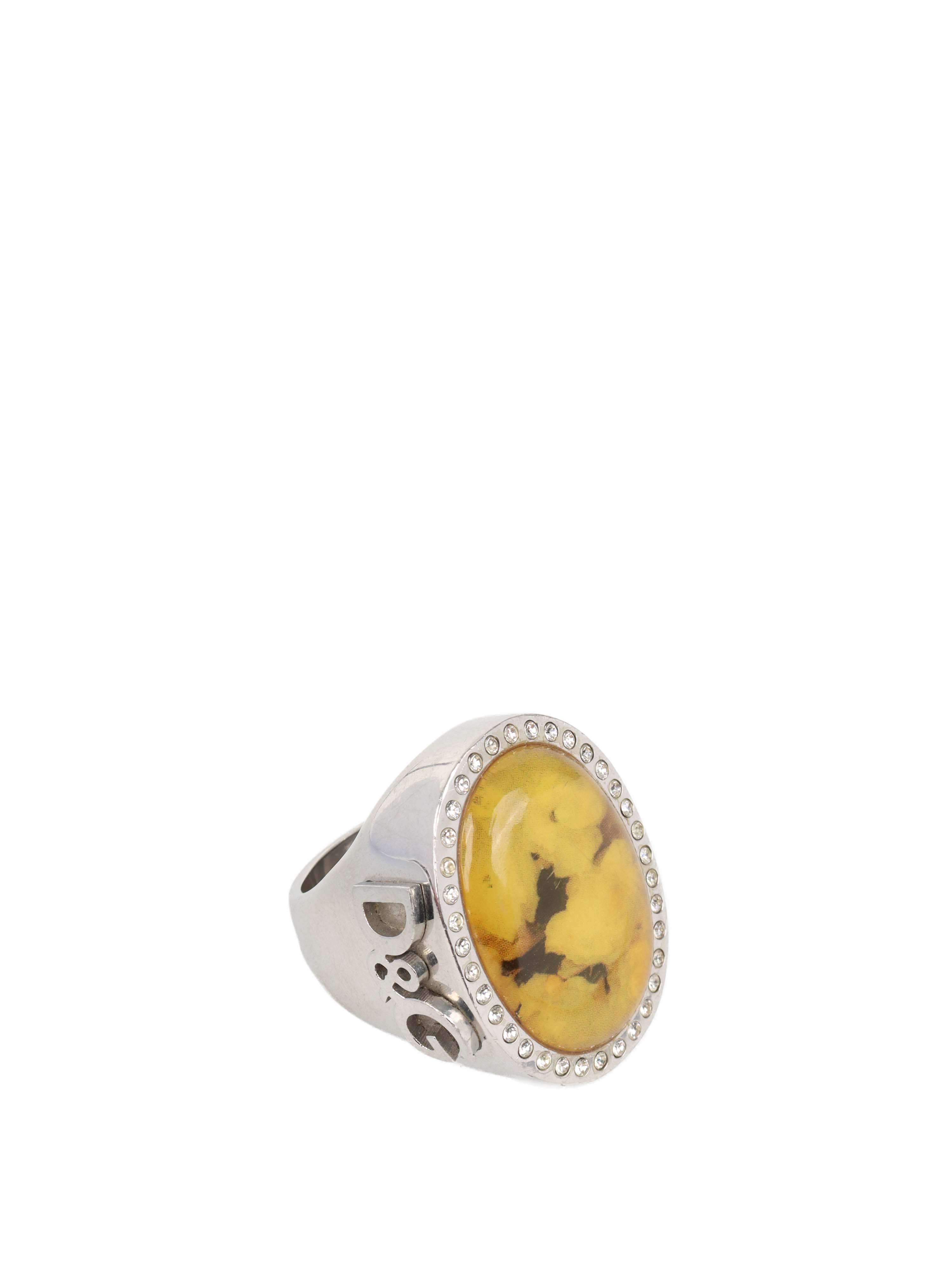Dolce  Gabbana Vintage Yellow Stone with Crystal Ring.