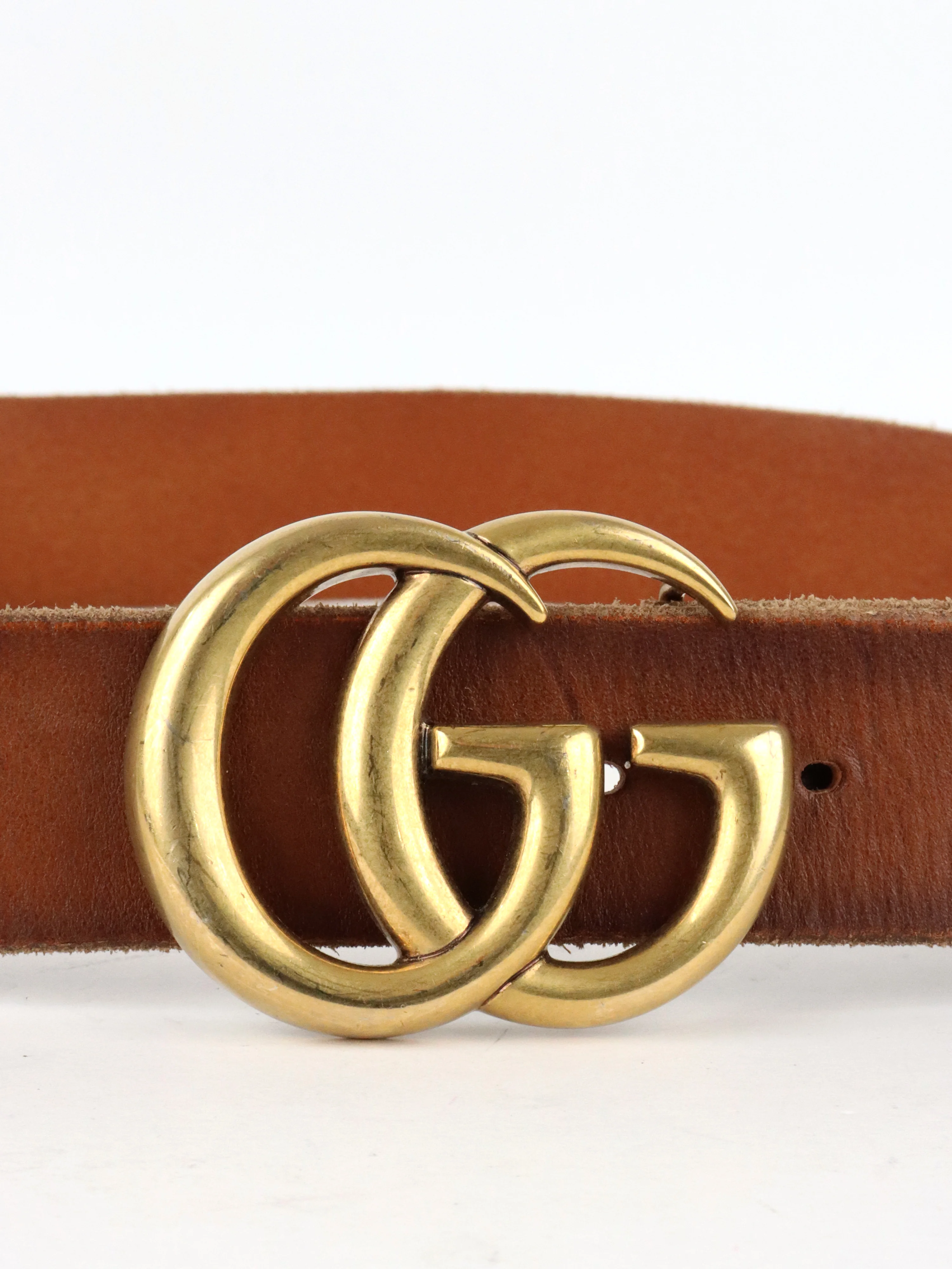 Gucci Brown Faded GG Marmont Wide Belt size 95