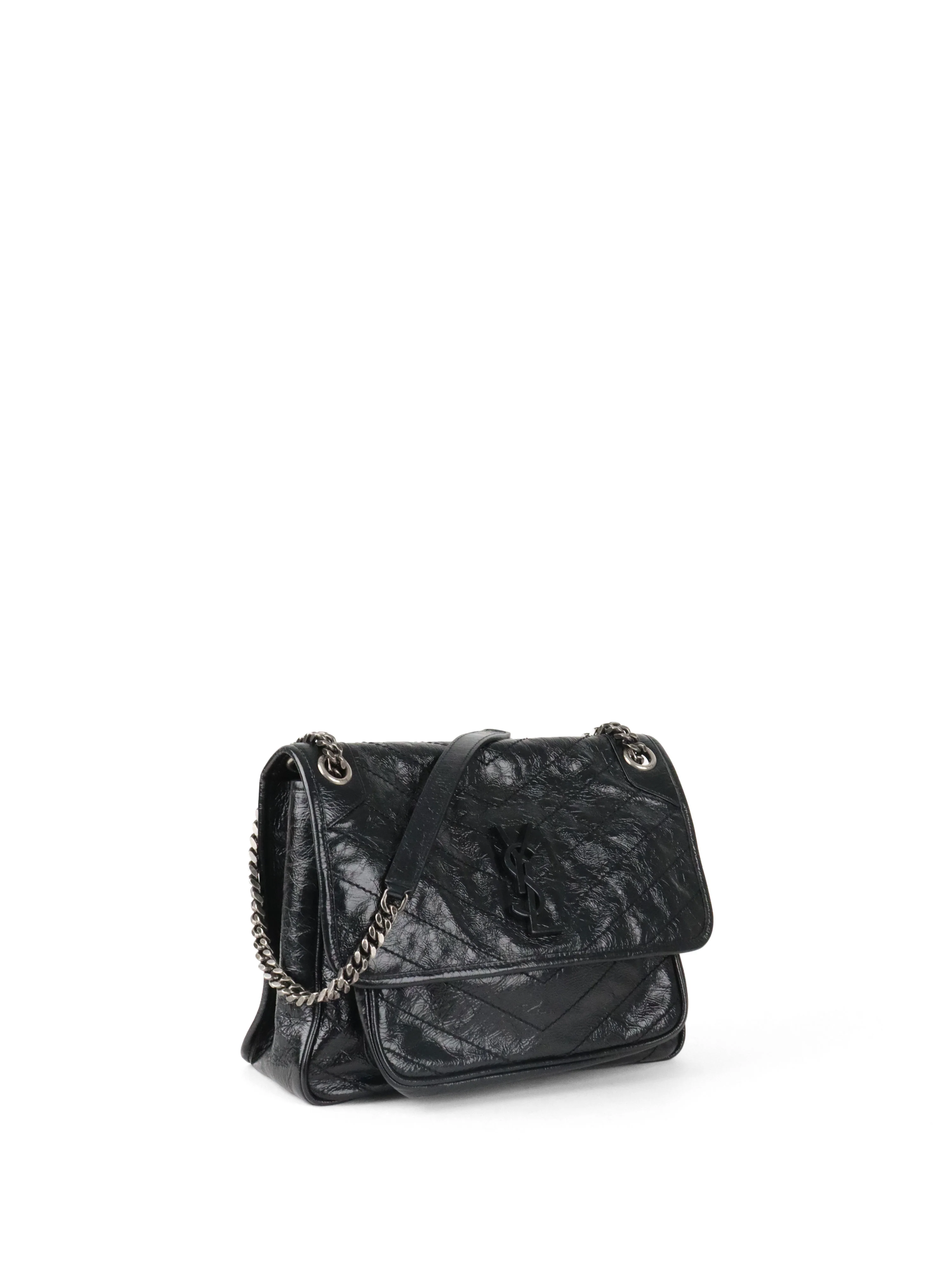 Saint Laurent Black Vintage Leather Medium Niki Bag