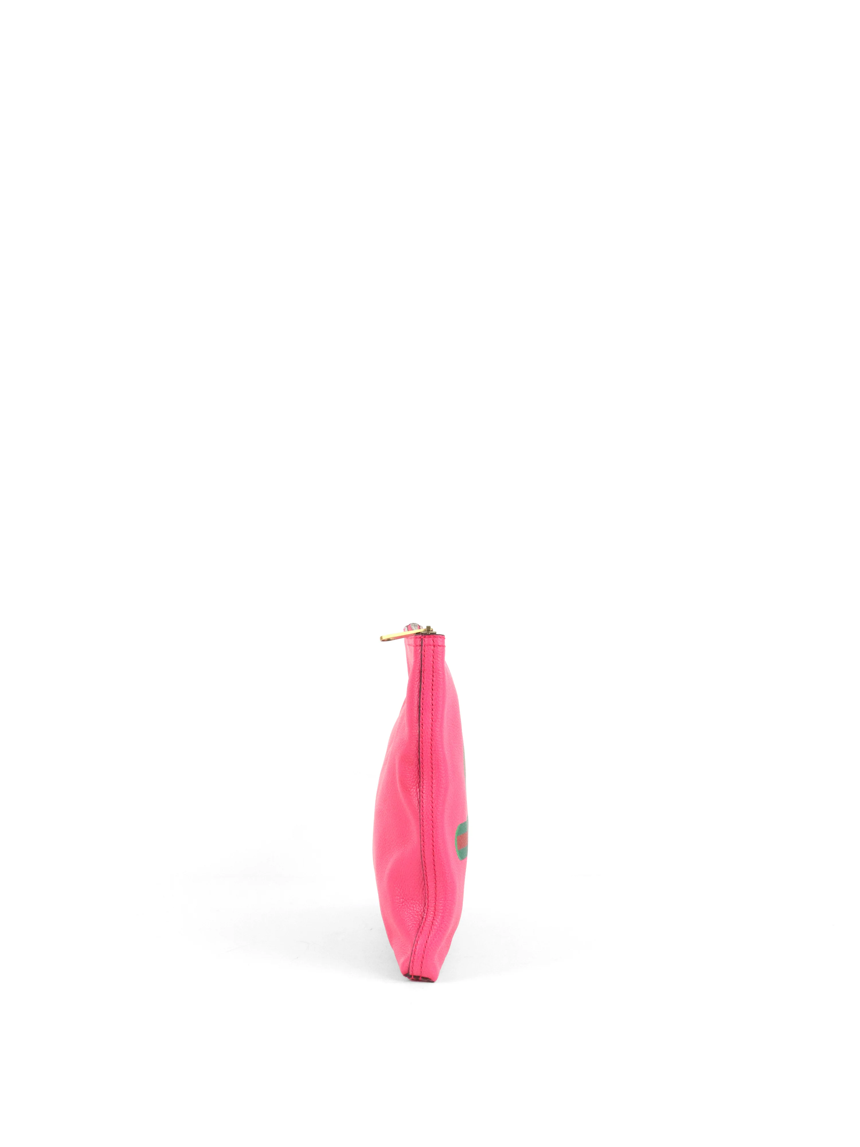Gucci Vintage Bright Pink Logo Printed Pouch